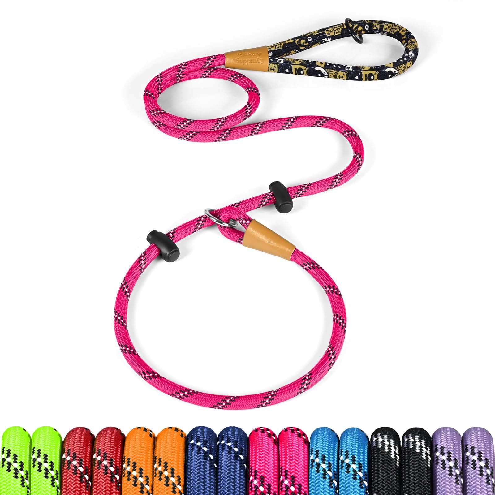lynxking Slip Lead Dog Leash Reflective, 6 FT x 3/8" Heavy Duty Comfortable Strong Rope Leash for Large, Medium Dogs, No Pull Pet Training Leash (Pink, Small 3/8in x 6ft-Slip Lead)