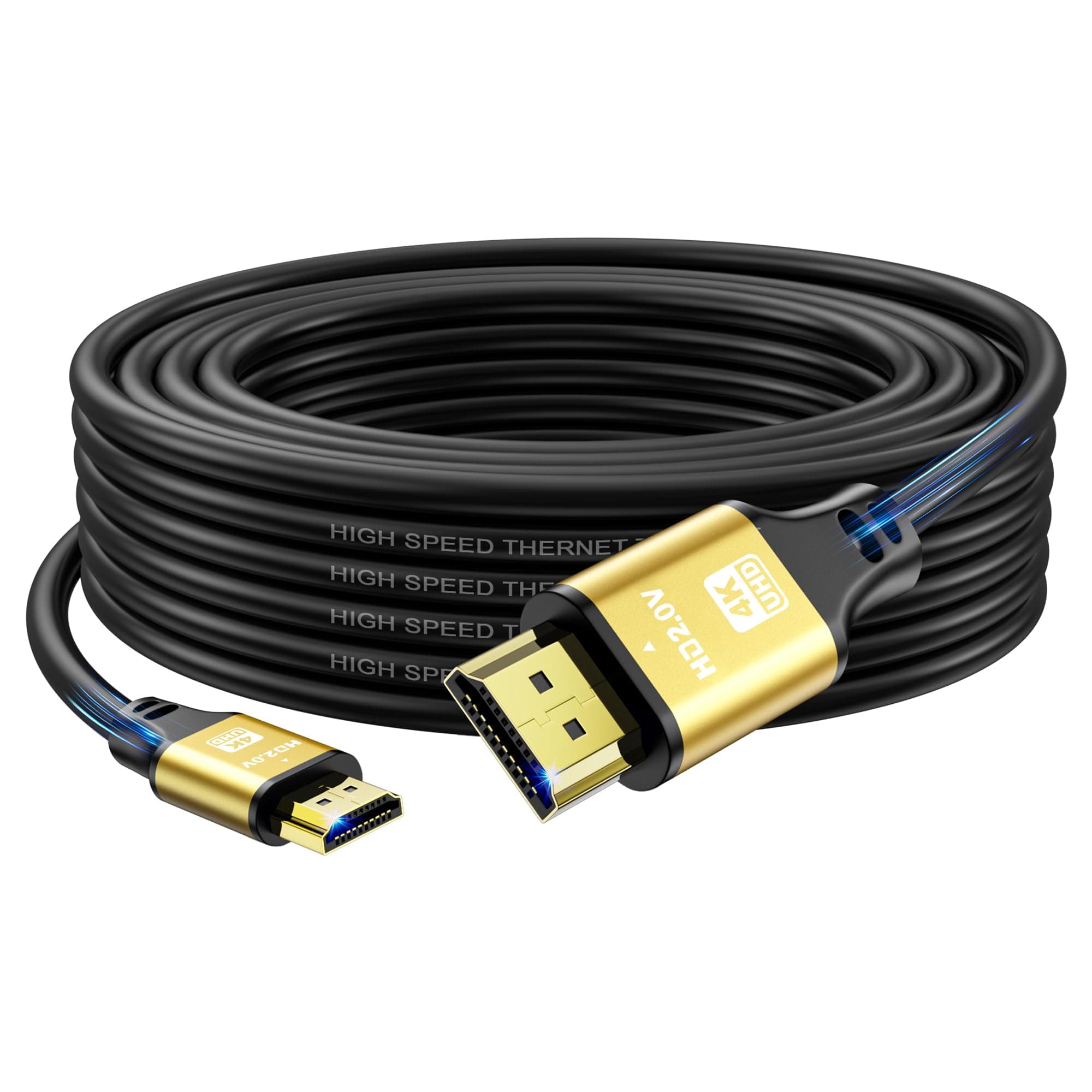 Jojobnj HDMI Cable 35ft, 4K@60Hz, 18Gbps High Speed HDMI 2.0 Cord, Ultra HD,Ethernet Audio Return,Video 4K,1080p,3D,Arc, HDR Compatible with Xbox,PS5/PS4,HDTV,Laptop ect(Gold)
