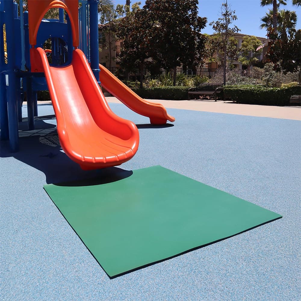 Rubber-Cal TFS-128 Playground Slide Mats - 5mm x 4ft x 5ft - Grass Green
