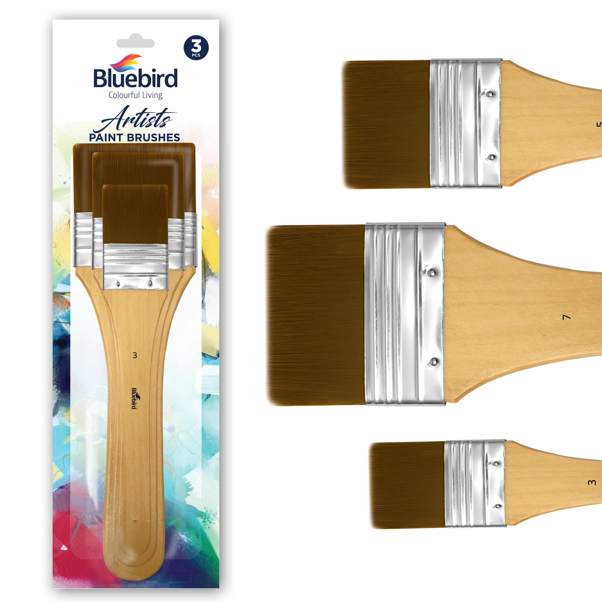 Bluebird Premium Gesso Brush Set of 3 - Professional Quality Brushes for Artists and Hobbyists DIY Project Kids Adults