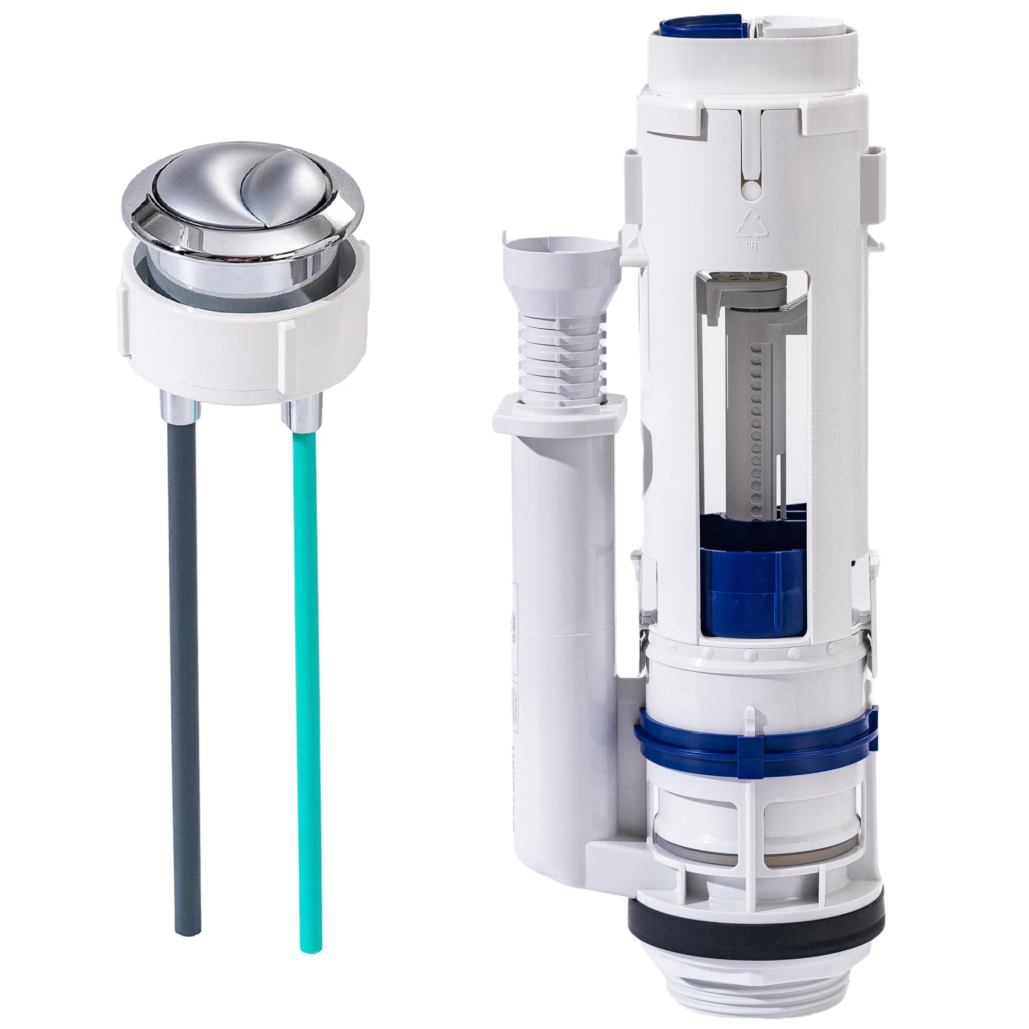 Miufa 2 Inch Dual Flush Toilet Valve Kit with Top Push Button, Replacement Flush Valve Assembly Compatible with Geberit & kohler, Two-Piece Toilet Tanks