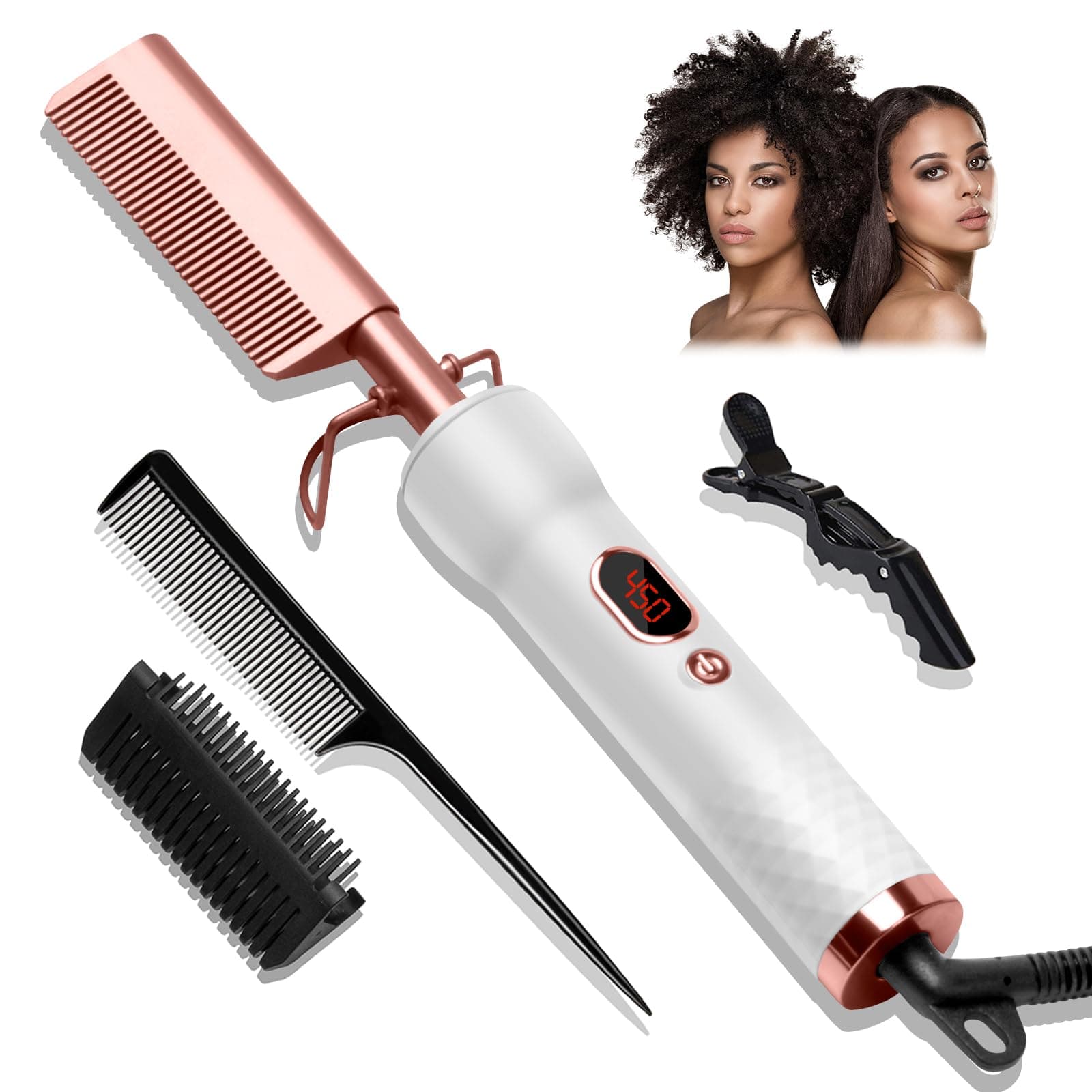 Hot Comb,Electric Hot Comb for Wigs Human Hair with 12 Temp Settings