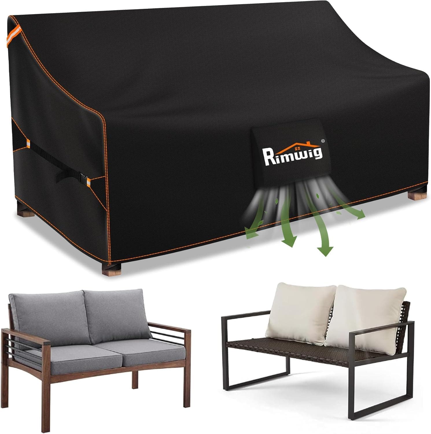 Outdoor Sofa Covers Waterproof 2-Seater outdoor couch cover 420D Heavy Duty outside Patio loveseat Cover 54Wx38Dx35H inches rainproof windproof Lawn Bench Cover Patio Furniture Covers