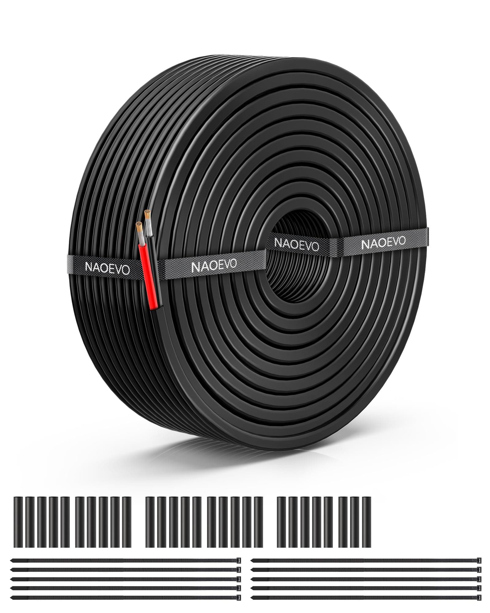 NAOEVO 14 Gauge Wire 2 Conductor Tinned Copper Electrical Wire, 300FT