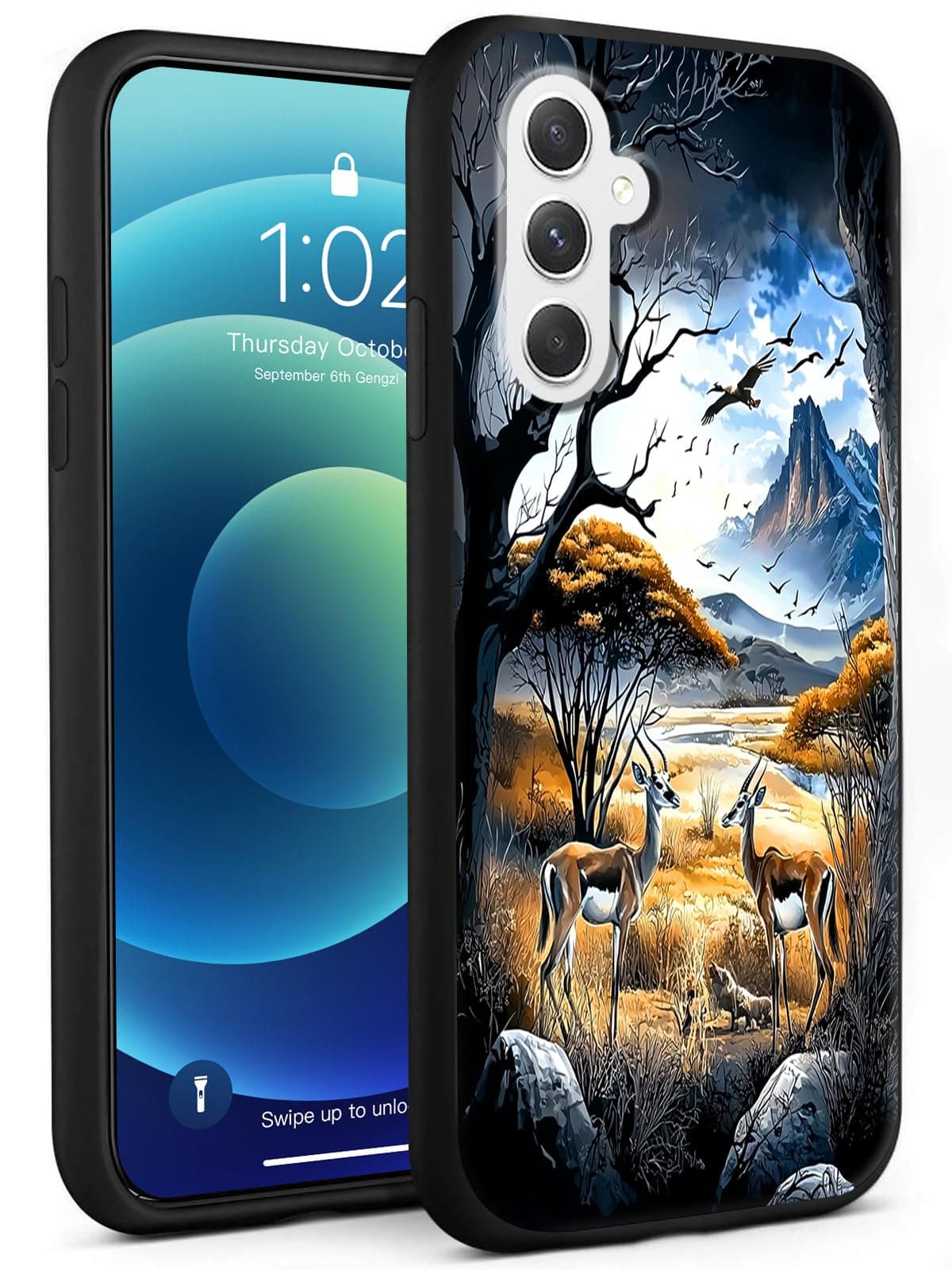 Decahouy for Samsung Galaxy S25 FE Phone Case, Lightweight Soft TPU Shockproof Full Body Protective Cover Cases for Galaxy S25 FE,Compatible Wireless Charging,African Savannah Deer