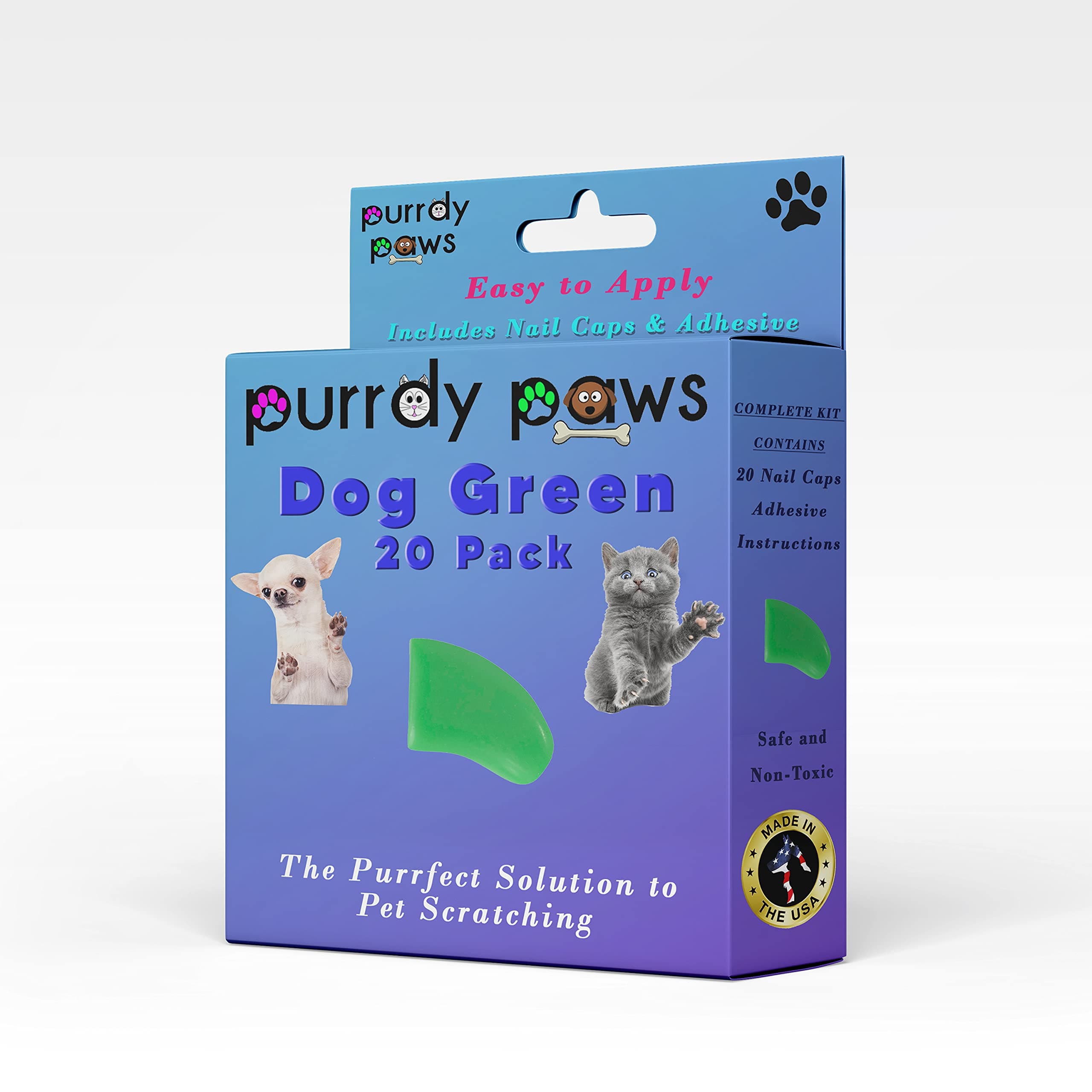 Purrdy Paws Soft Nail Caps for Dog Claws Green Large