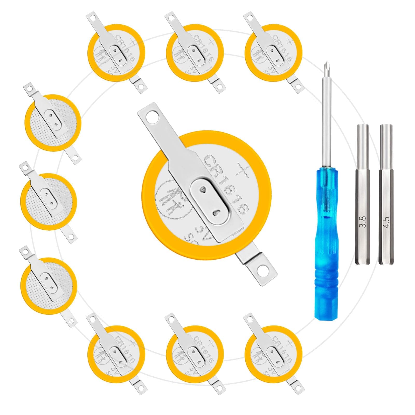 QWSHAN 3V CR1616 CR2025 CR2032 Batteries Solding Tabs with Screw Tools for Game Boy GBA GBC and GB Color (10x CR1616)
