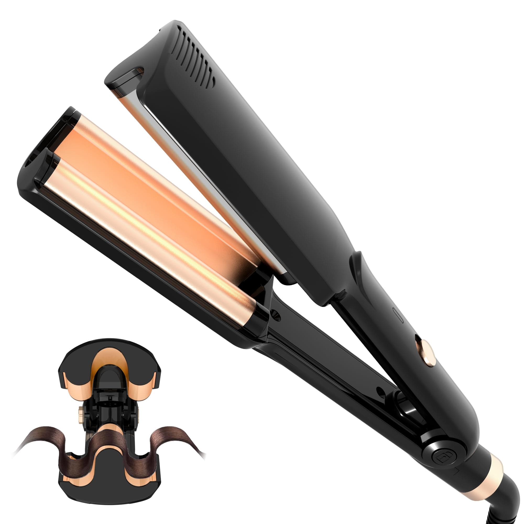Mini Hair Crimper,Waver Curling Iron 100-240V for Women Heating up 390°F,Crimping Iron for All Style (9.5 Inch/1.5 Inch)