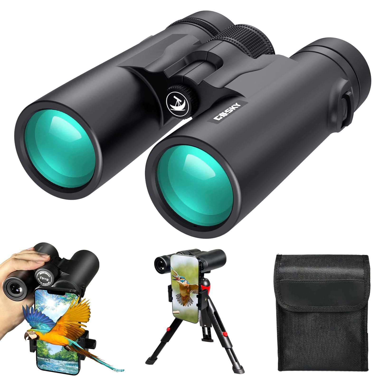 Gosky 8x42 Binoculars for Adults High Powered with Phone Adapter and Tripod