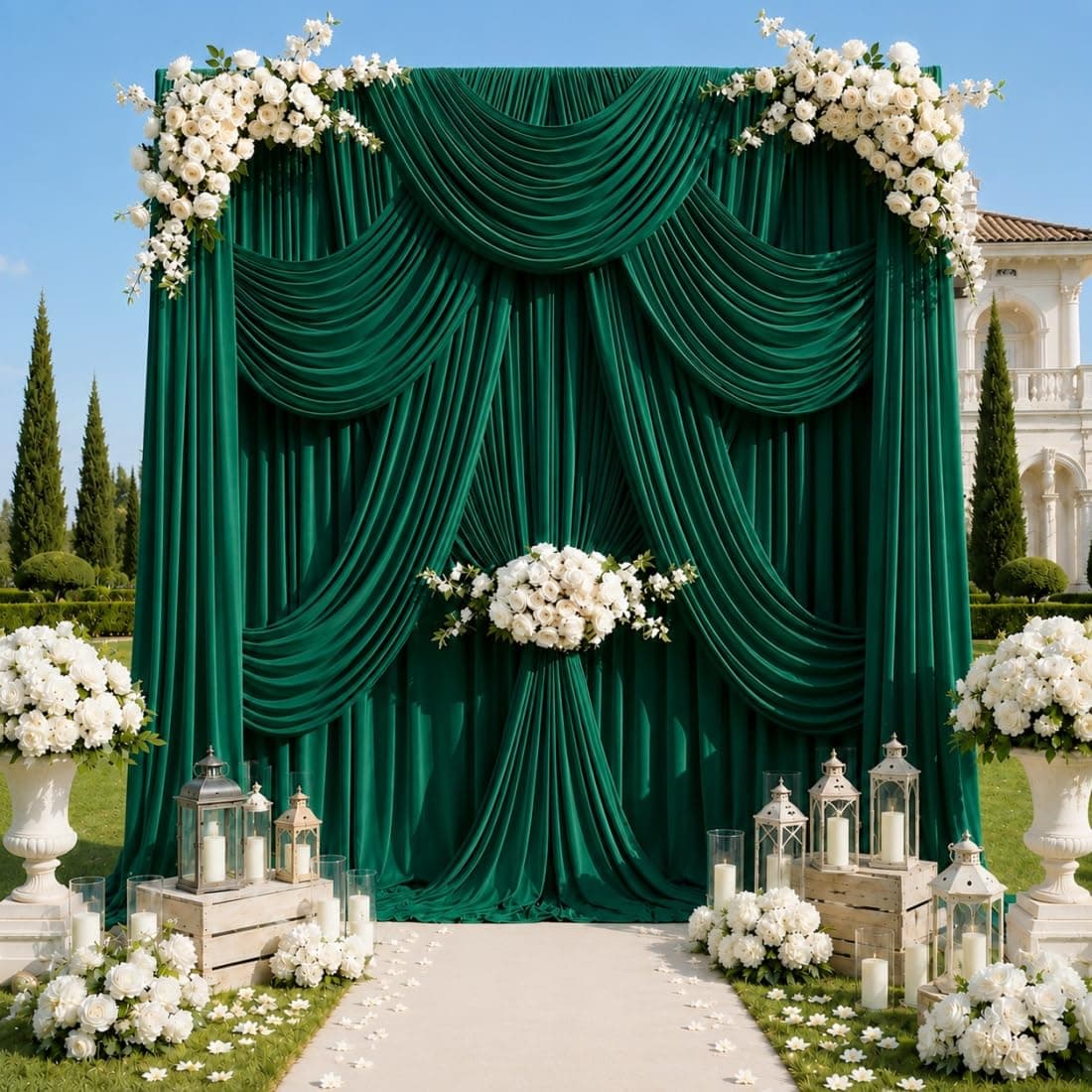 EJNSQA 20x12 ft Green Backdrop Curtains for Wedding, Party and Photo