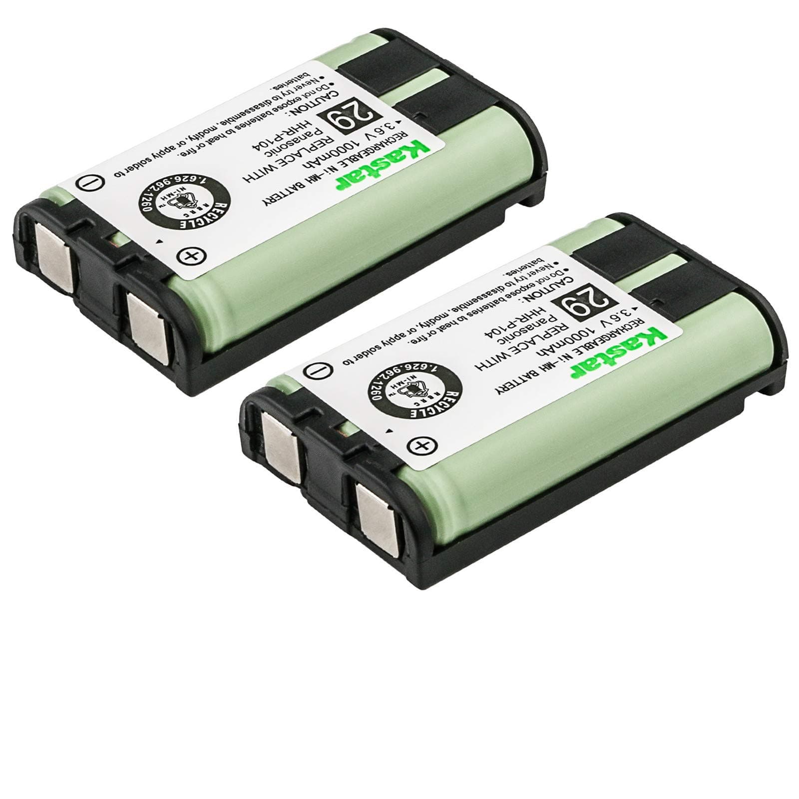 Kastar HHR-P104 Battery (2-Pack), Type 29, NI-MH Rechargeable Cordless Telephone Battery 3.6V 1000mAh, Replacement for Panasonic HHR-P104 HHR-P104A,23968 439024 439025 439026 439030 439031,KX-FG6550 KX-FPG391 KX-TG2302 KX-TG230 KX-TG2312 KX-TG2355W KX-TG2356 KX-TG2357 KX-TG2382B KX-TG2386B KX-TG2388B KX-TG2396...Compatible Again & Again STB941,Battery Biz B-779,Dantona BATT104, Empire CPH496, Energizer ERP104,GE TL96411,TL26411,TL86411,GP GP85AAALH3BXZ,Hi Capacity B779,Interstate Battery TEL0006