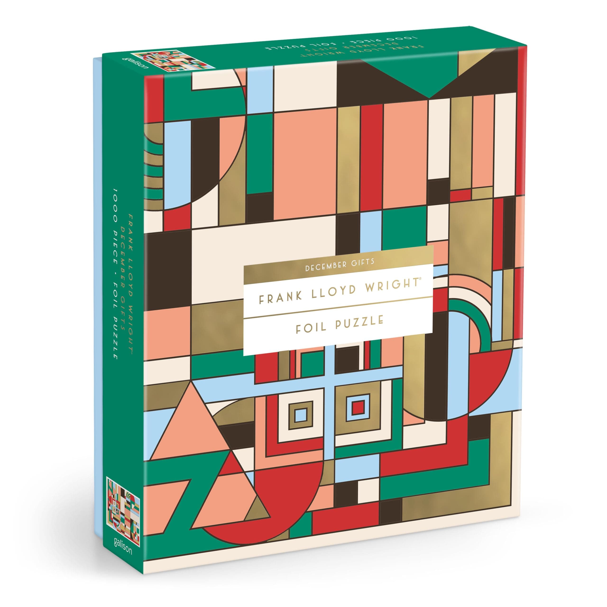 Galison Frank Lloyd Wright December Gifts – 1000 Piece Foil Puzzle Featuring Iconic Architectural Geometric Artwork