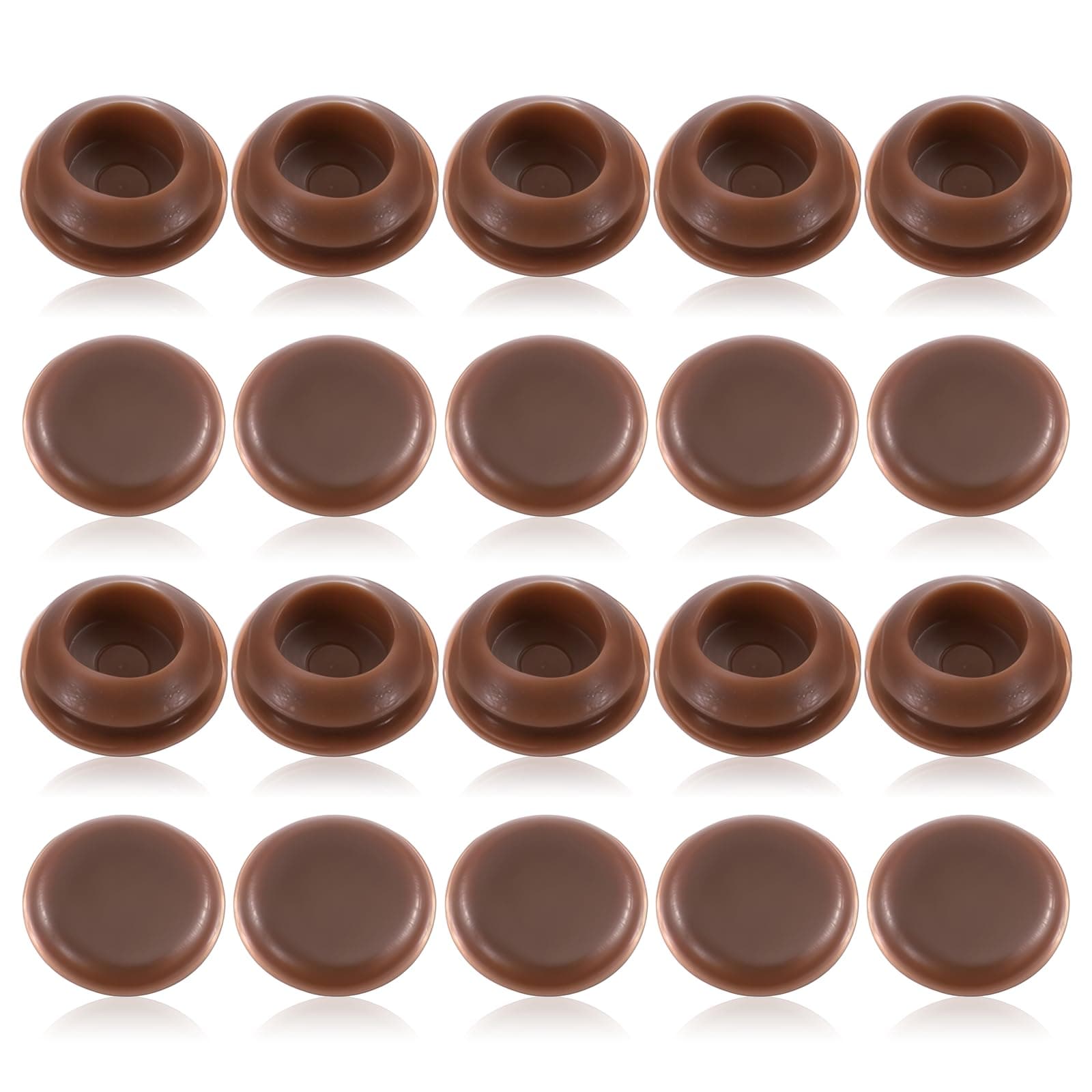 20Pcs Screw Covers, Door Window Screw Hole Plugs Door Stopper Caps for 3/8 Inches Hole Conceal Screws Heads On Standard Thresholds Brown
