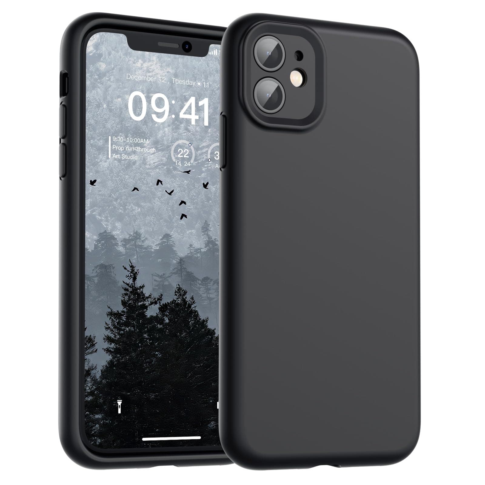 SUPFINE Designed for iPhone 11 Case,Premium Liquid Silicone with [Soft Anti-Scratch Microfiber Lining][Upgraded Camera Protection] Slim Shockproof Protective Phone Case for Men Women Girls,Black