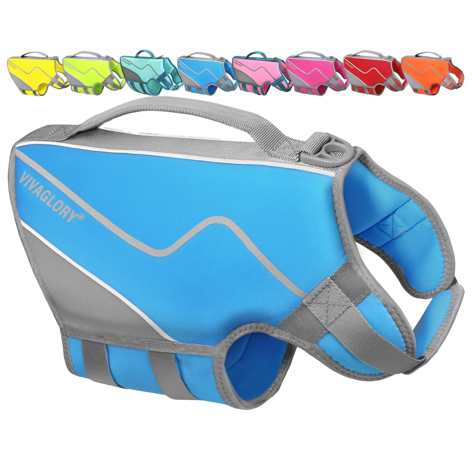VIVAGLORY Dog Life Jacket Neoprene Dog Life Vest, XS, Cyra Blue
