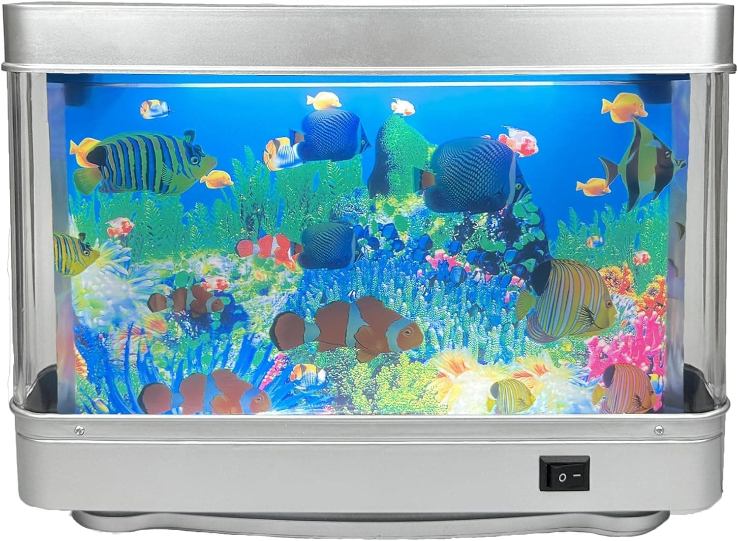 Tokenkuko Fake Fish Tank Mini Aquarium,Artificial Tropical Fish Decorative,Fake Aquarium Decorative Lamp,Aquarium Lights Motion Lamp Night Light with Moving Fish,Gift for Family(US Plug)