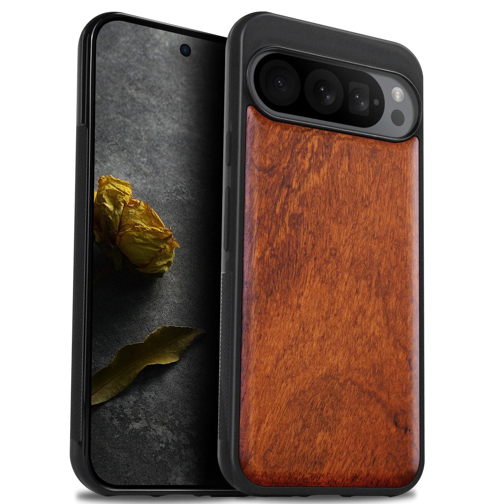 Carveit Wood Case for Pixel 9 Pro Case (Natural Wood-Red Wood)