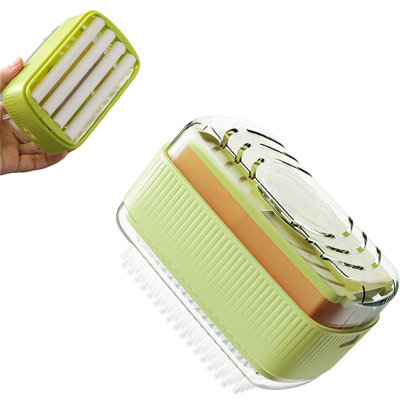 Rolling Soap Box for Laundry, Soap Box for Scrubbing, Laundry Brush for Cleaning (Green)