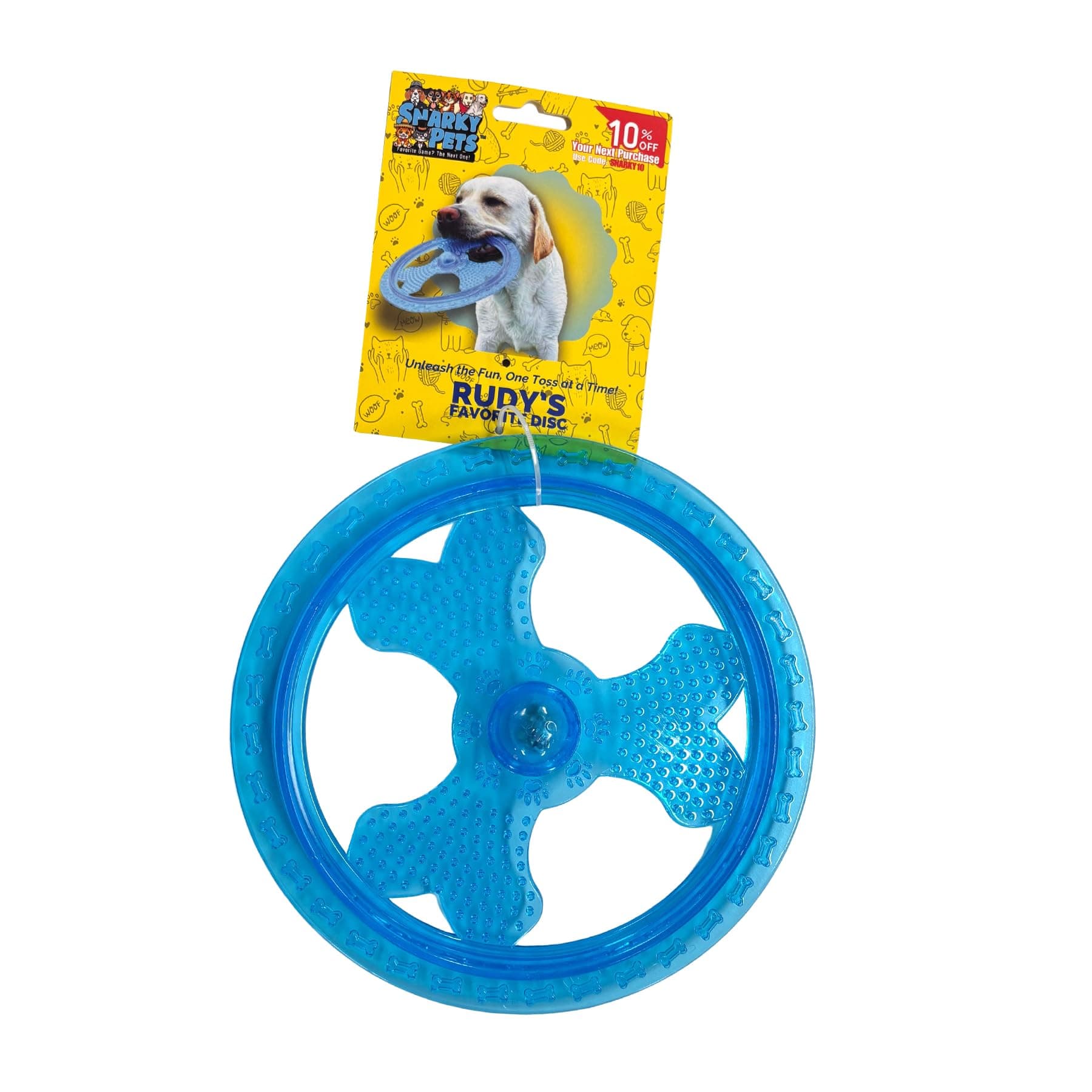 Snarky Pets Rudy’s Favorite TPR Flying Disc w/Center Ball - Dog Frisbee - Floats, Flies Far for Fetch Freaks, Pool Splashers & Backyard Maniacs- Dog Toys for Aggressive chewers, chew Toys & Pool Toys