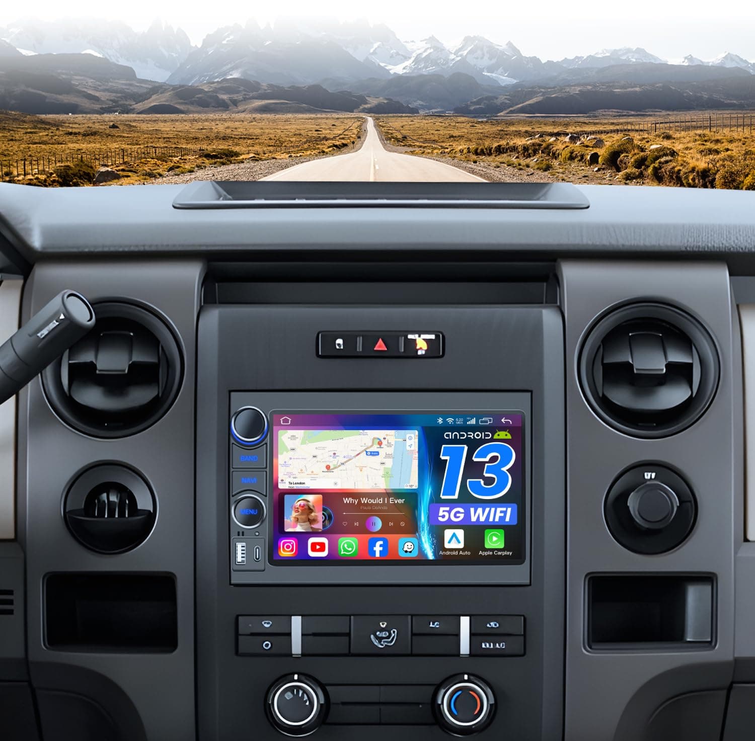 Android 12 Car Stereo Radio for Ford F150 2004-2008: Upgrade 5GWIFI 1280*800 7 Inch Touch Screen Replacement for F250 F350 2006-2014 with Carplay/Android Auto
