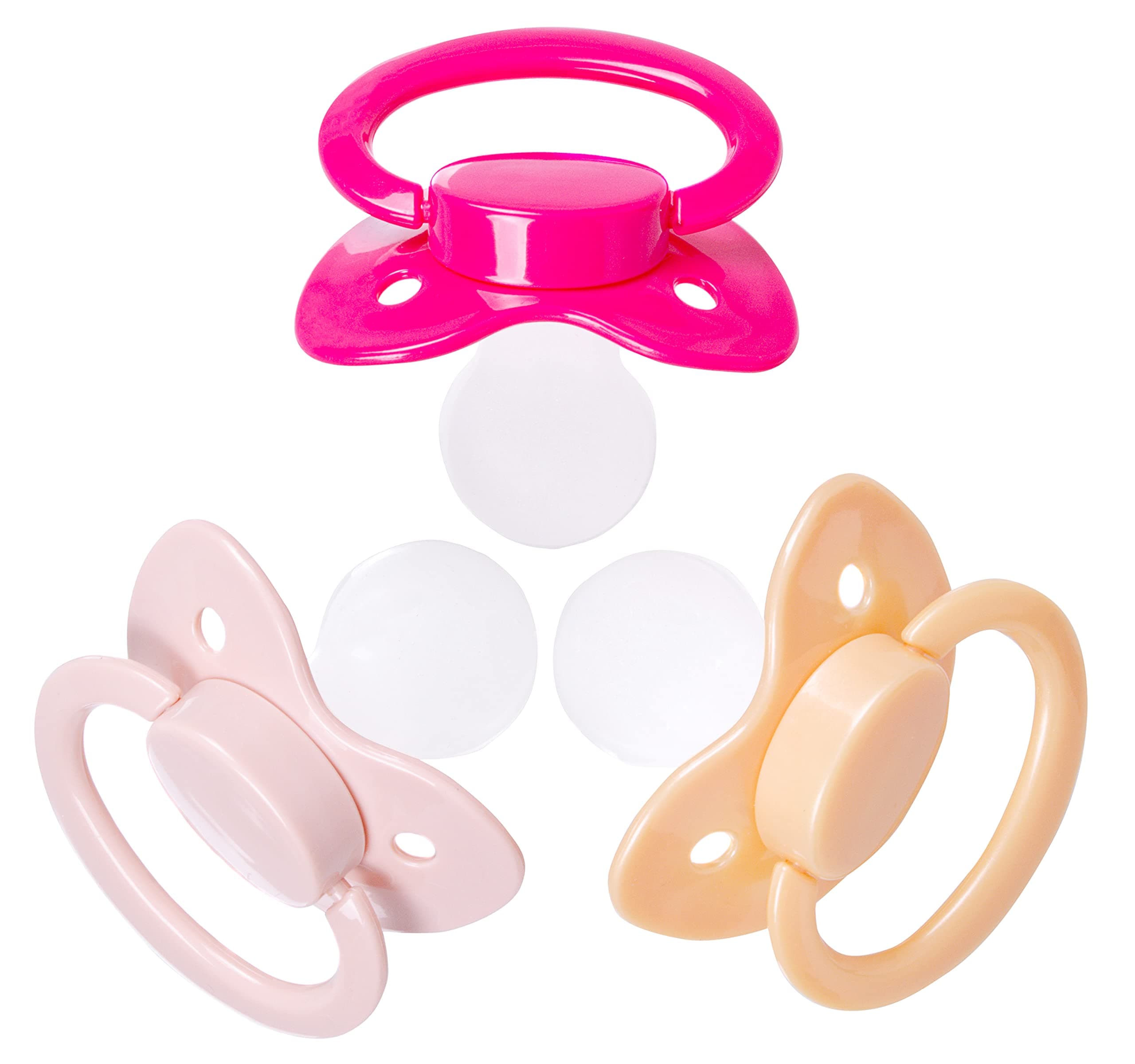 J&Or The Classic Original Adult Sized Pacifier Dummy - Three Color Pack - Hot Pink | Flamingo Pink | Caramel Yellow