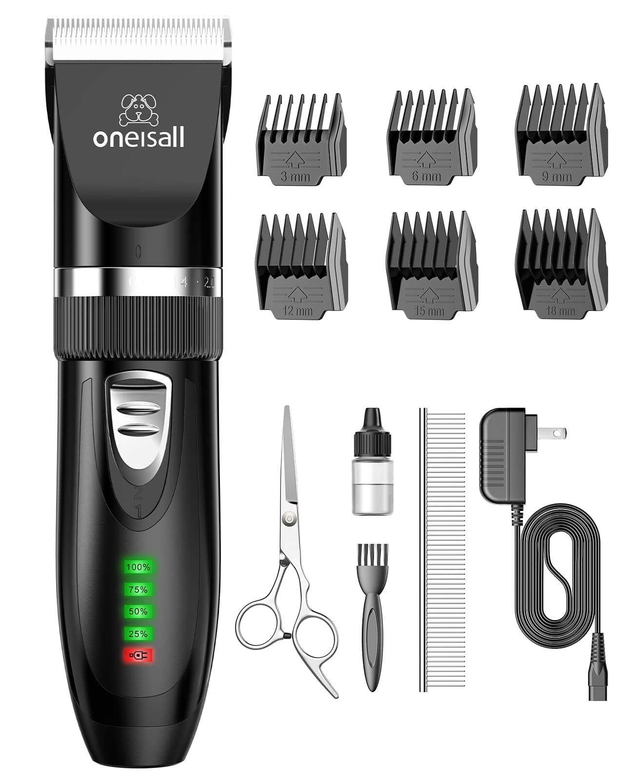 oneisall Cat Grooming Clippers for Matted Hair, 2-Speed Cat Grooming Kit Cordless Low Noise Pet Hair Clipper Trimmer for Dogs Cats Animals (Green)