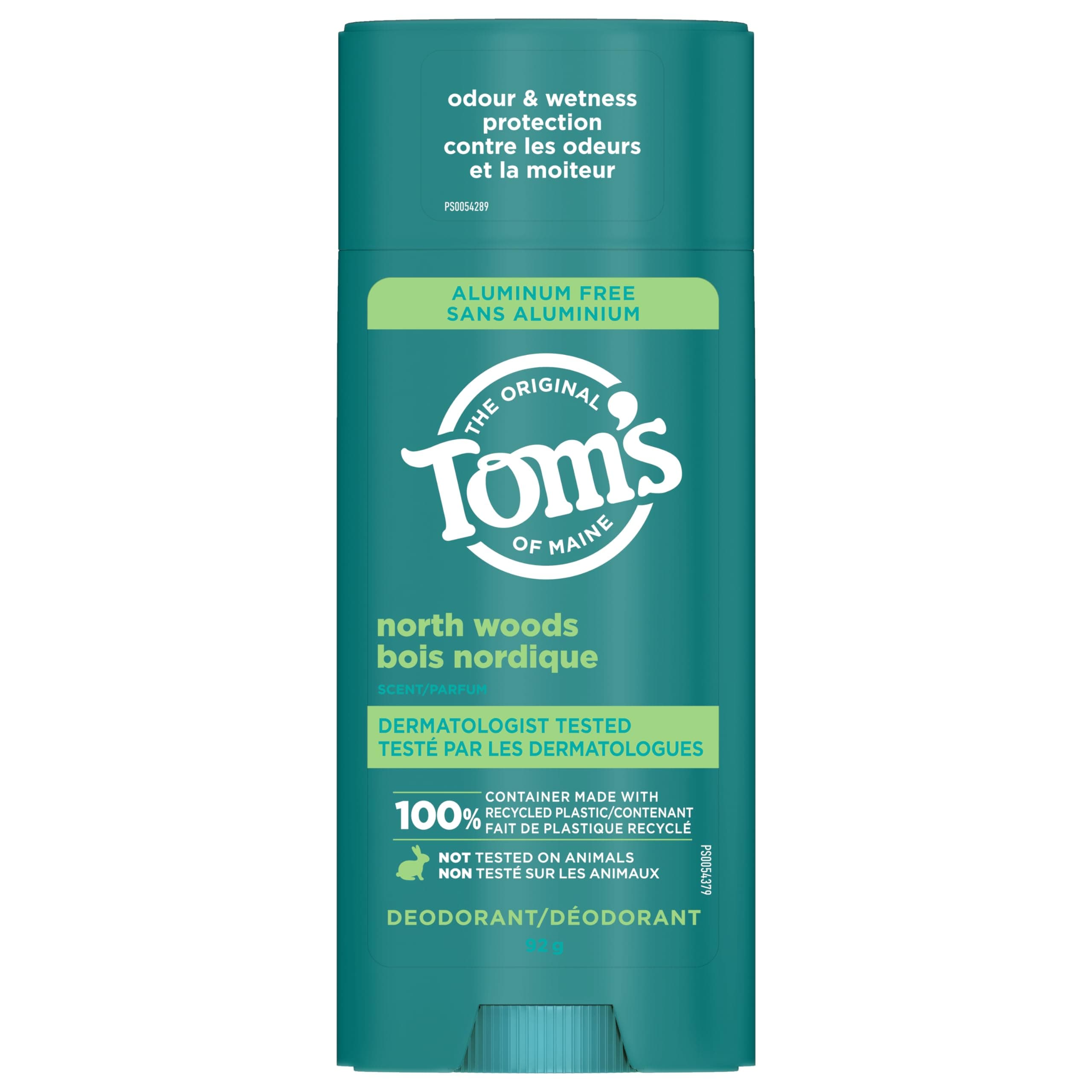 Tom’s of Maine North Woods Natural Deodorant for Men and Women, Aluminum Free, 92g - Deodorant Stick - Chemical-Free, Eco-Friendly Packaging - All Day Odor Control