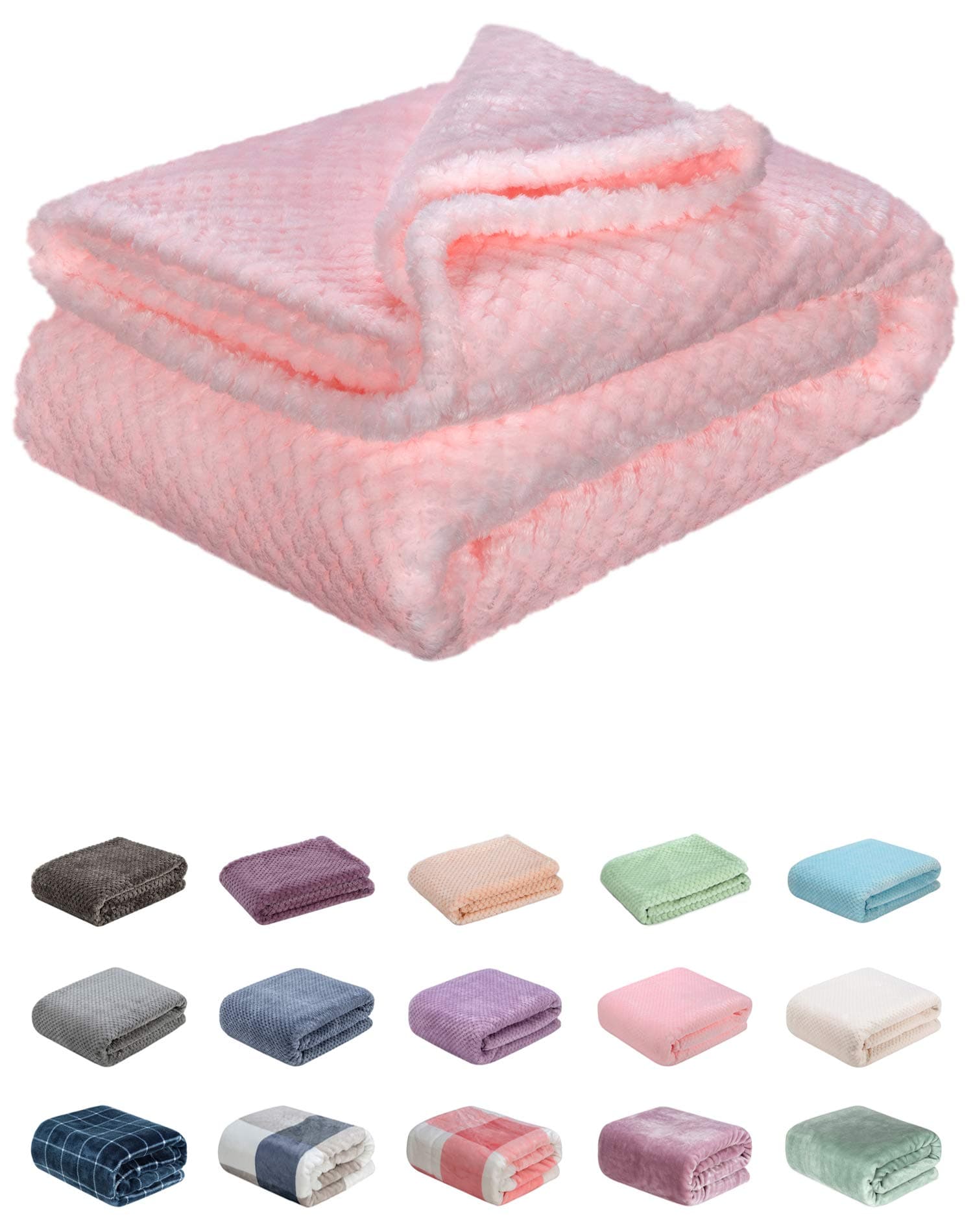 Fuzzy Throw Blanket, Plush Fleece Blankets for Adults, Toddler, Boys and Girls, Warm Soft Blankets and Throws for Bed, Couch, Sofa, Travel and Outdoor, Camping (40”×60”, Baby Pink)