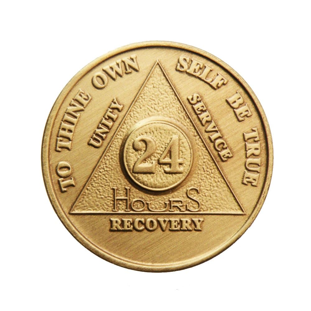 24 Hour Bronze AA (Alcoholics Anonymous) - Sober / Sobriety / Birthday / Anniversary / Recovery / Medallion / Coin / Chip