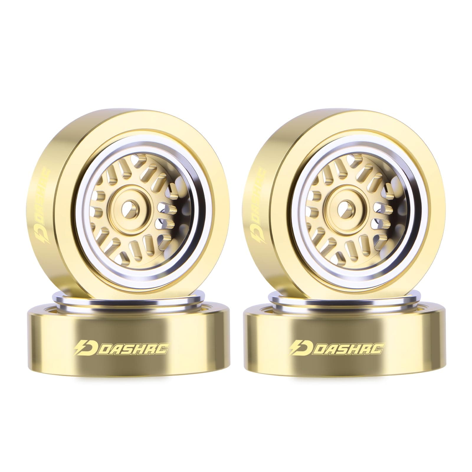 DashRC 0.7" Brass & Aluminum Beadlock Wheels for 1/30 RC Crawler Axial SCX30 Ford Bronco & Jeep Wrangler JLU Micro Crawler Parts Upgrades
