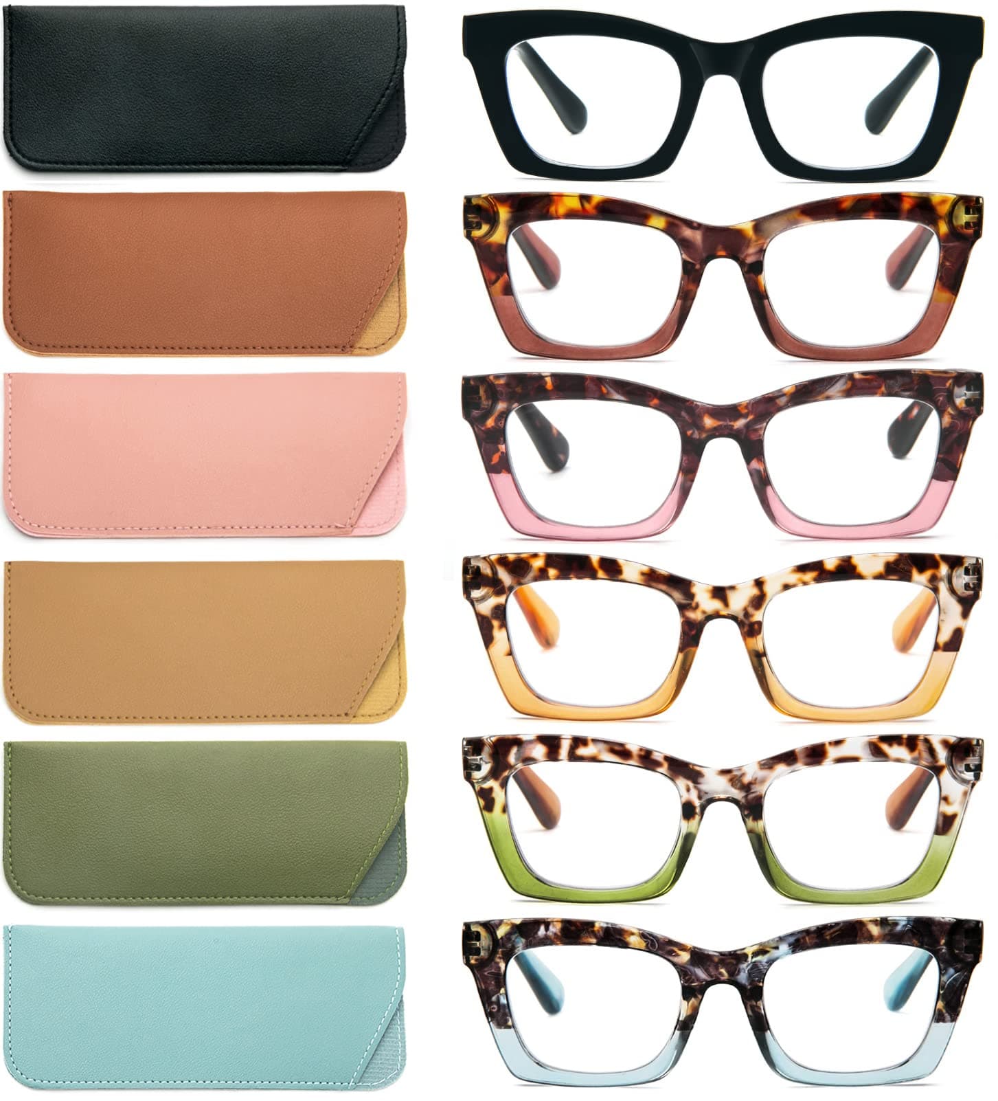 REAVEE 3 Pack Oprah Style Reading Glasses for Women Blue Light Blocking, Oversized Cute Square Fashion Computer Readers with Spring Hinge (Black/Brown Leopard/Red 1.5)