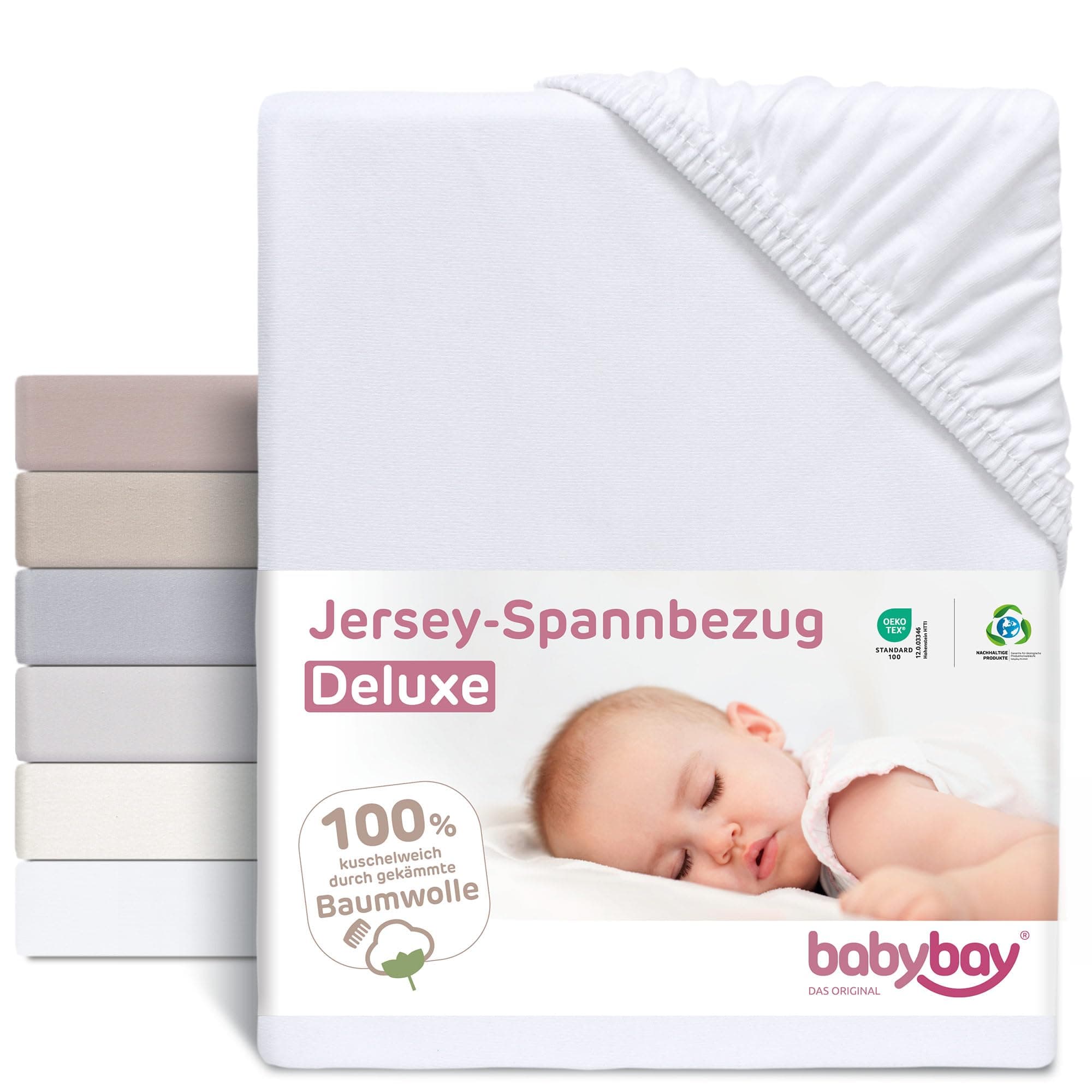 babybay Fitted Sheet Terry Cloth, White, for babybay Maxi