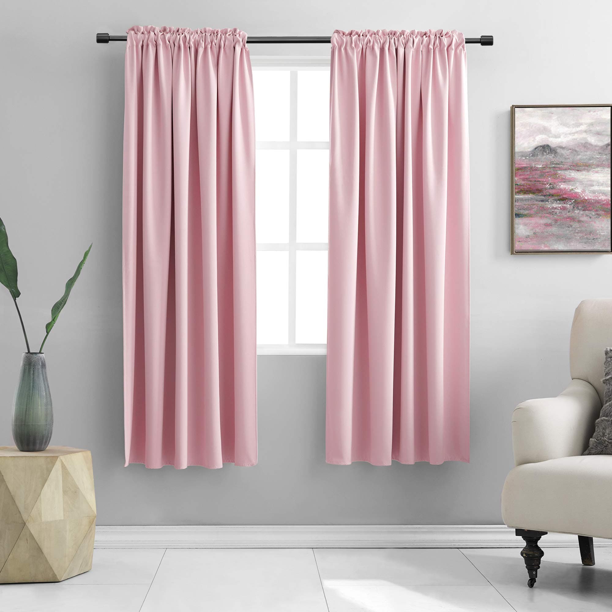 DONREN Pink Room Darkening Curtains for Bedroom Girls - Home Decoration Privacy Protection Thermal Insulated Blackout Window Drape with Rod Pocket (Set of 2 Panels,52 x 72 Inch)