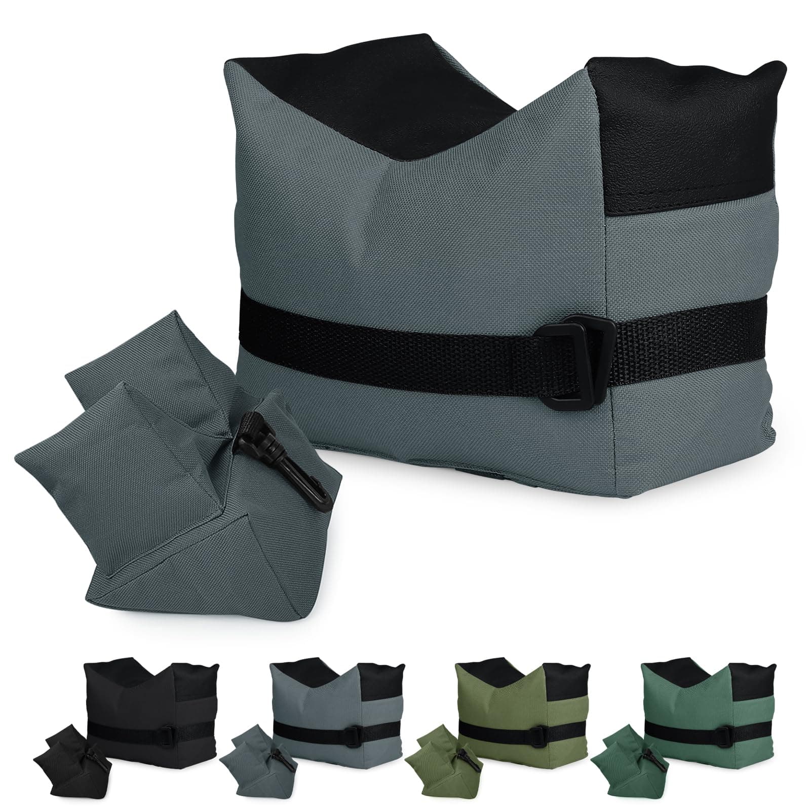 Twod Outdoor Shooting Rest Bags Target Sports Shooting Bench Rest Front & Rear Support SandBag Stand Holders for Gun Rifle Shooting Hunting Photography - Unfilled（Grey）