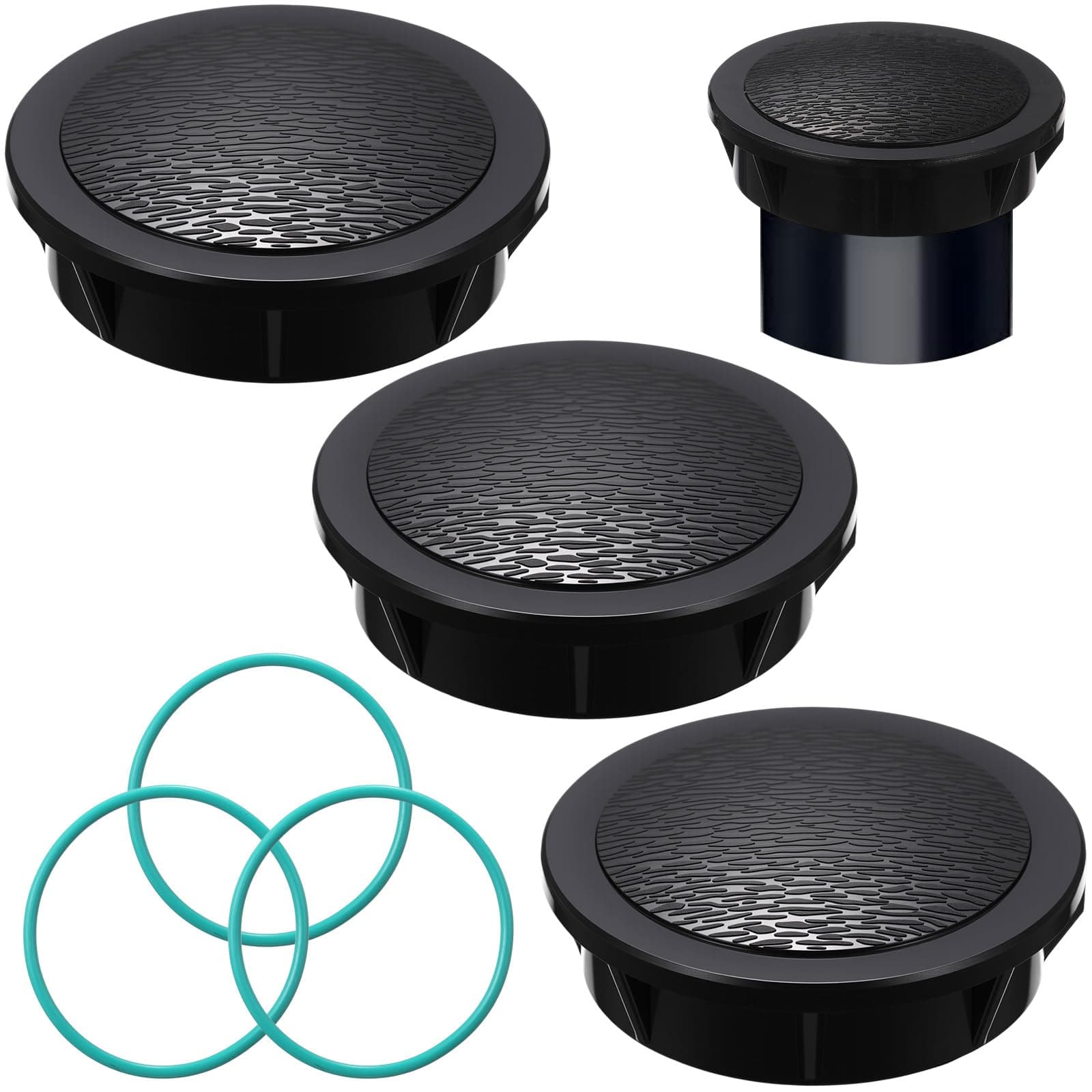 Lemosae 3 Pcs Sprinkler Head Caps Compatible with Rain Bird 1800 Series Sprinklers, UV-Resistant ABS Black Spray Head Cap and Nitrile Rubber O-Ring