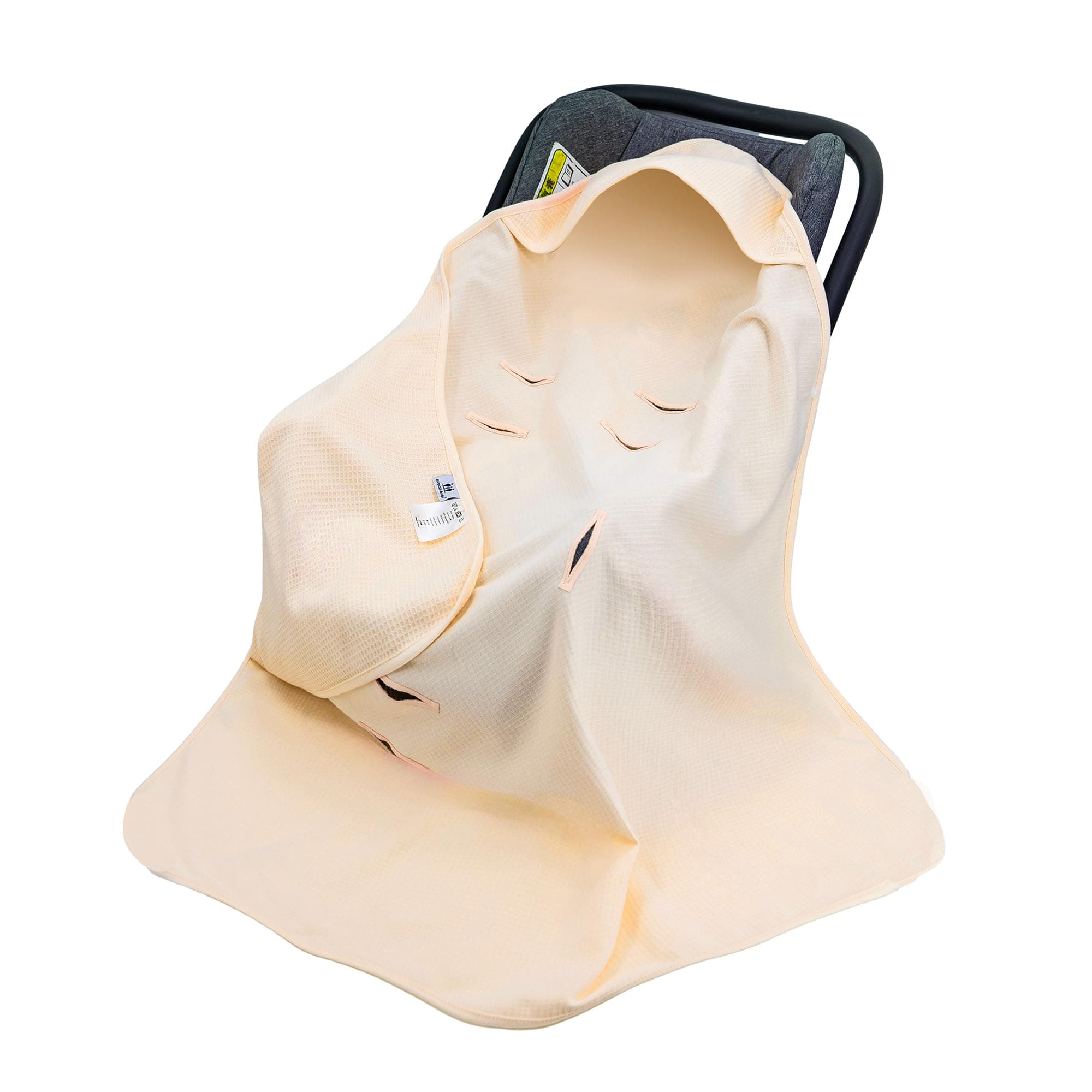 Miracle Baby Waffle Car Seat Blanket, 90 x 90 cm, Summer Weight, Universal Fit for Infant Car Seats and Pushchairs (Almond)