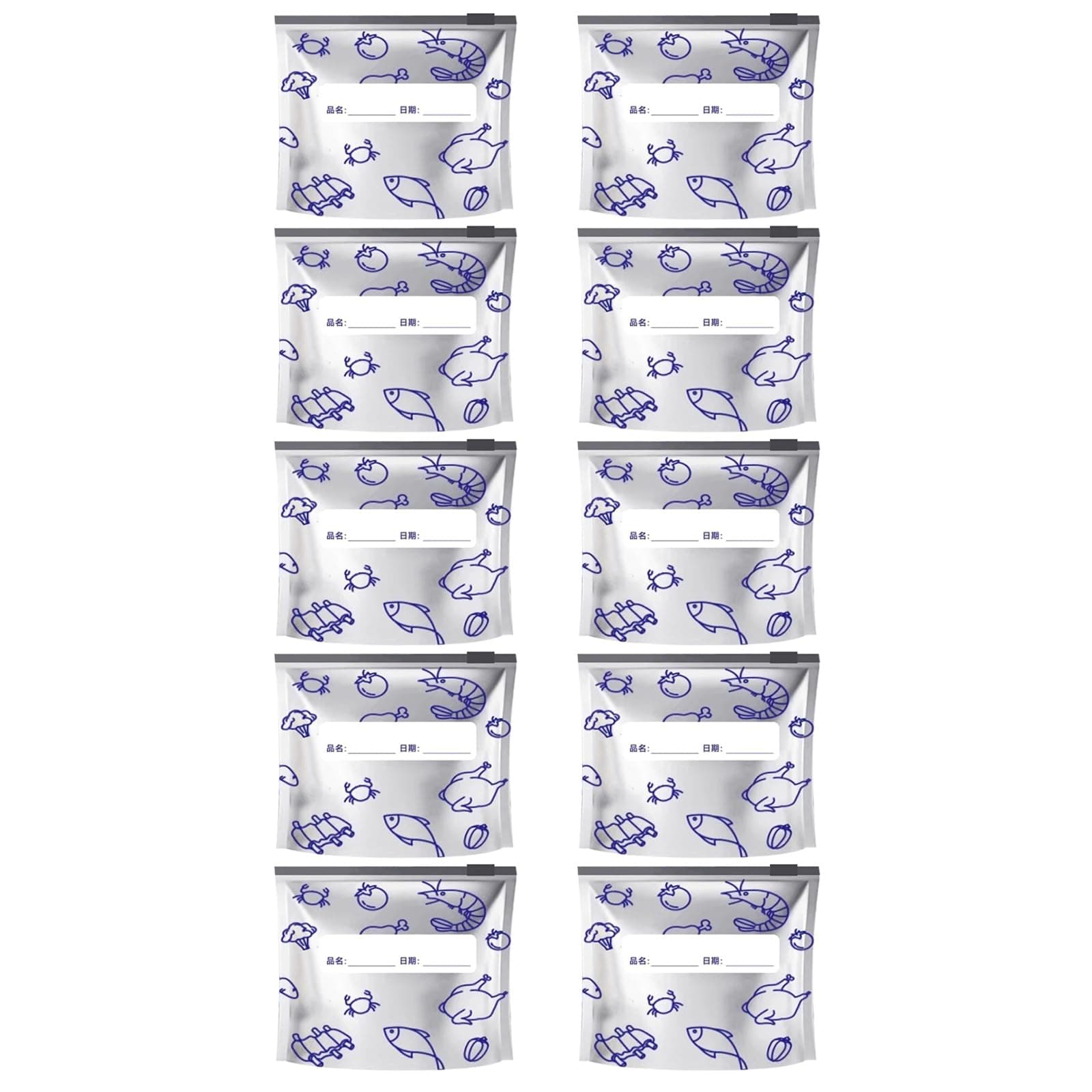 FANSHINUO Pack Of 10 Aluminum Foil Storage Bags Reusable Leakproof Zippered Seal for Food Freshing Kitchen Organization