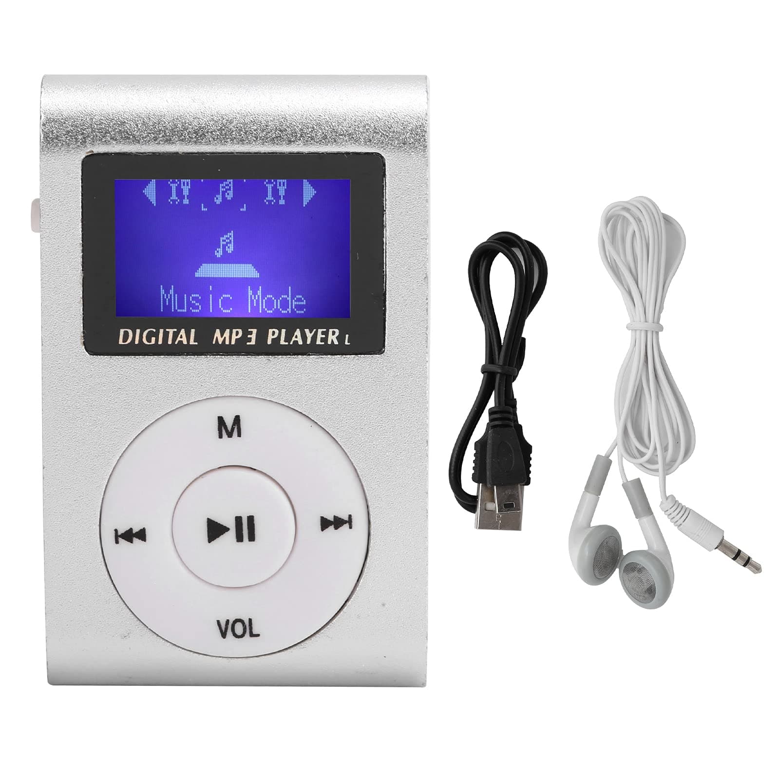 Mini MP3 Music Player,Ultra‑Lightweight Player,Long Battery Life,Portable Mini MP3 Music Player Sports Back‑Clip LCD Screen MP3 Support Memory Card(Silver)