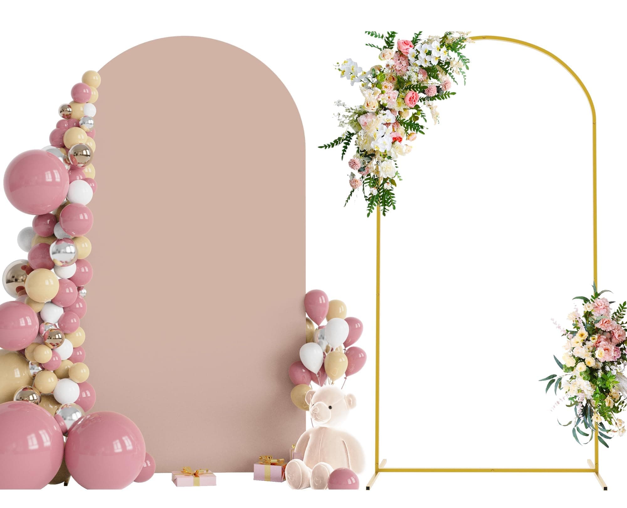 Wokceer 7.2 FT Wedding Arch Stand and Cover, Metal Backdrop Stand for Birthday Party, Wedding Ceremony, Bridal Baby Shower, Event Decor