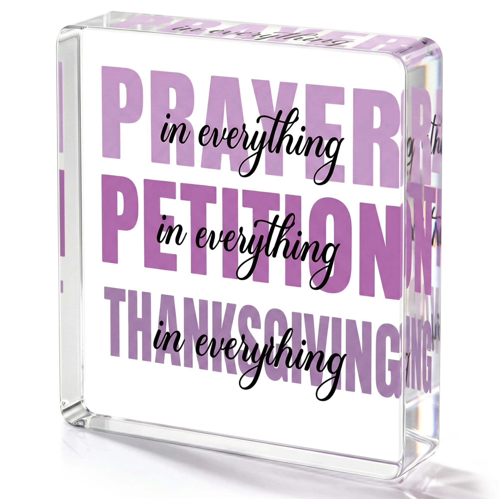 iBestgol Inspirational Acrylic Desk Decor Sign, 6 x 6 Inches Clear Back-Printed Christian Gift, Bible Verse Dorm Room Decoration for Women and Men, Pink