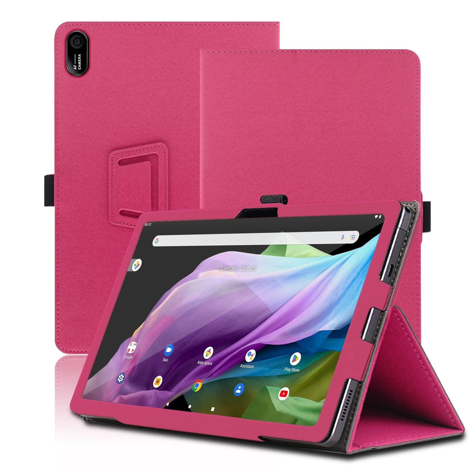 Case for Acer Iconia Tab P10, 10.4 inch, Acer Iconia Tab P10 Tablet Case, Folding Stand Protective Cover with Pencil Holder and Wrist Strap, Full Protection. (Red)