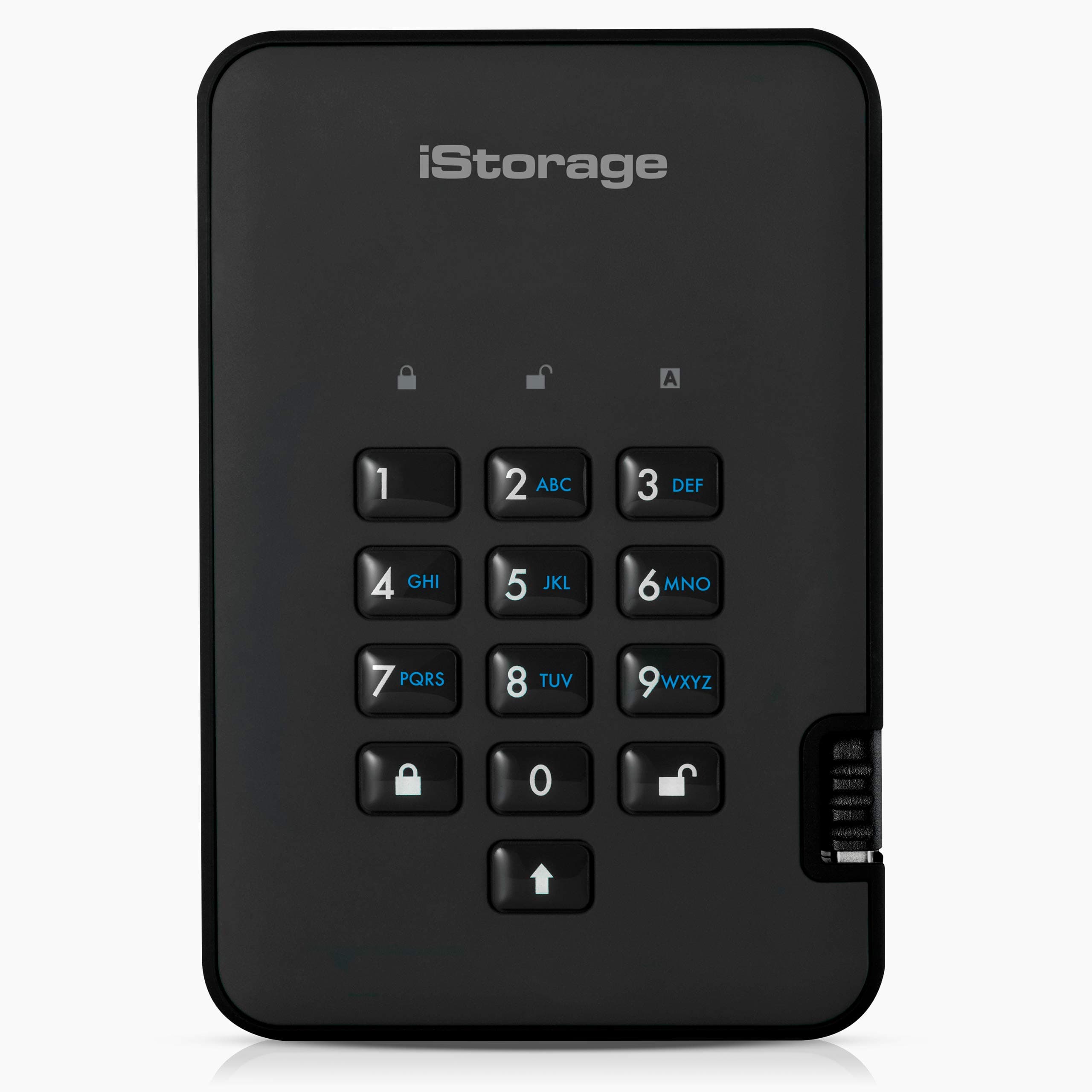 iStorage diskAshur2 256-bit 4TB USB 3.1 Secure encrypted Hard Drive - IS-DA2-256-4000-B, Phantom Black