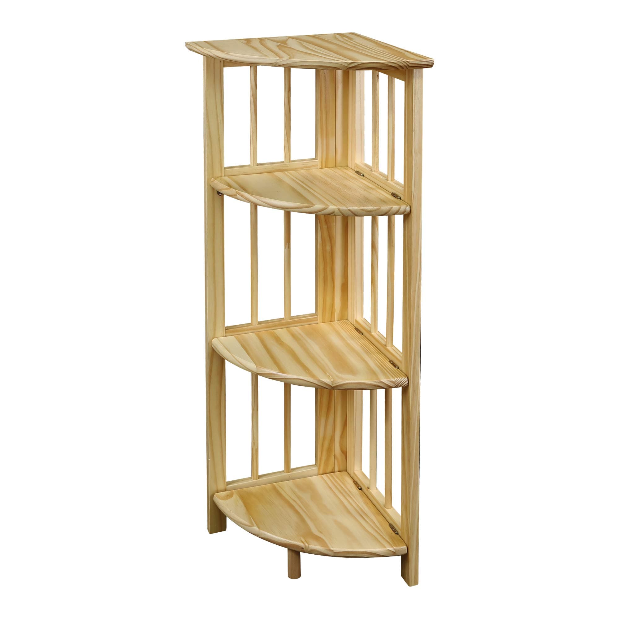 Casual Home Mission 4-Shelf Folding Solid Wood Corner Bookcase, Natural (New)
