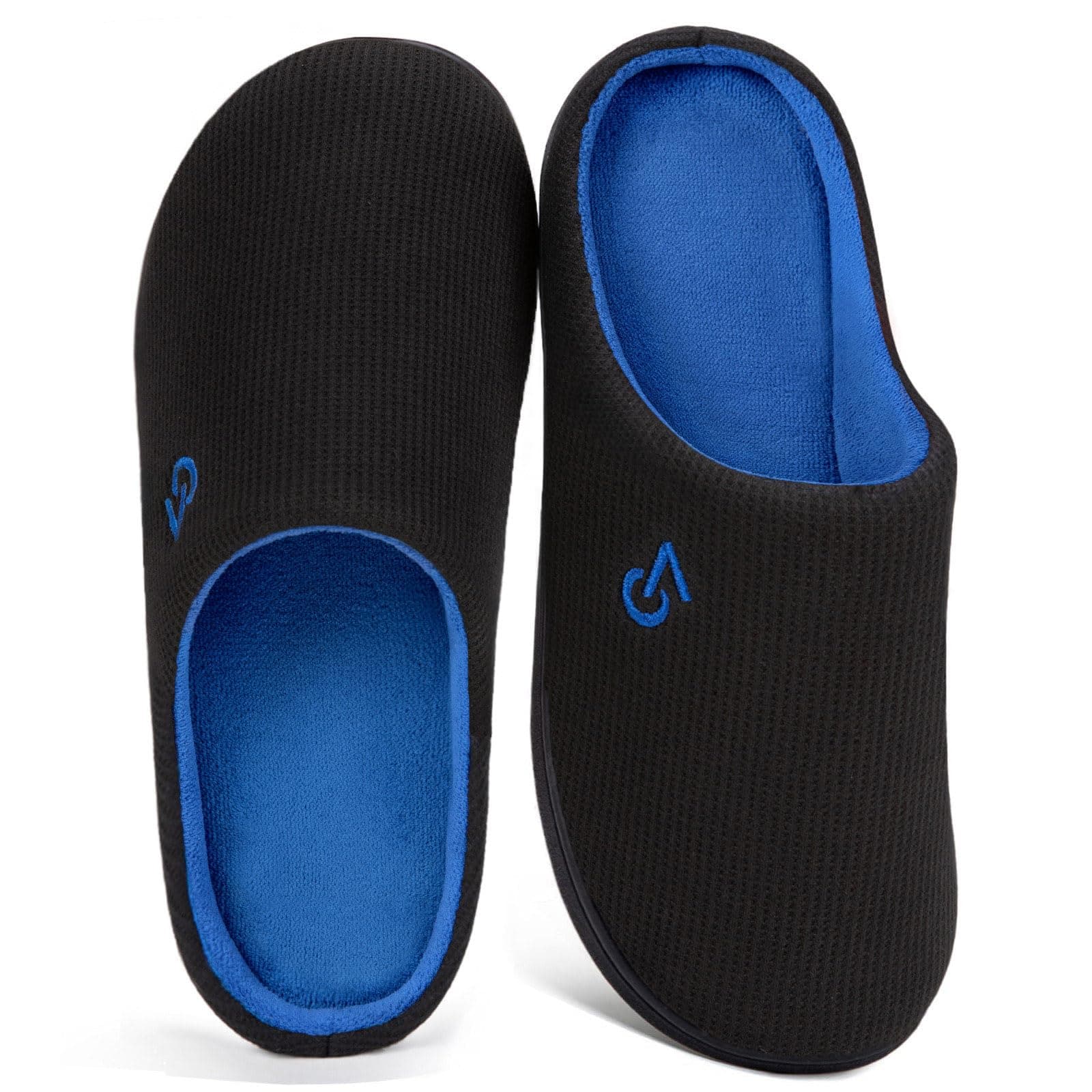 VeraCosy Men's Two-Tone Memory Foam Slippers Blue,12-13 UK