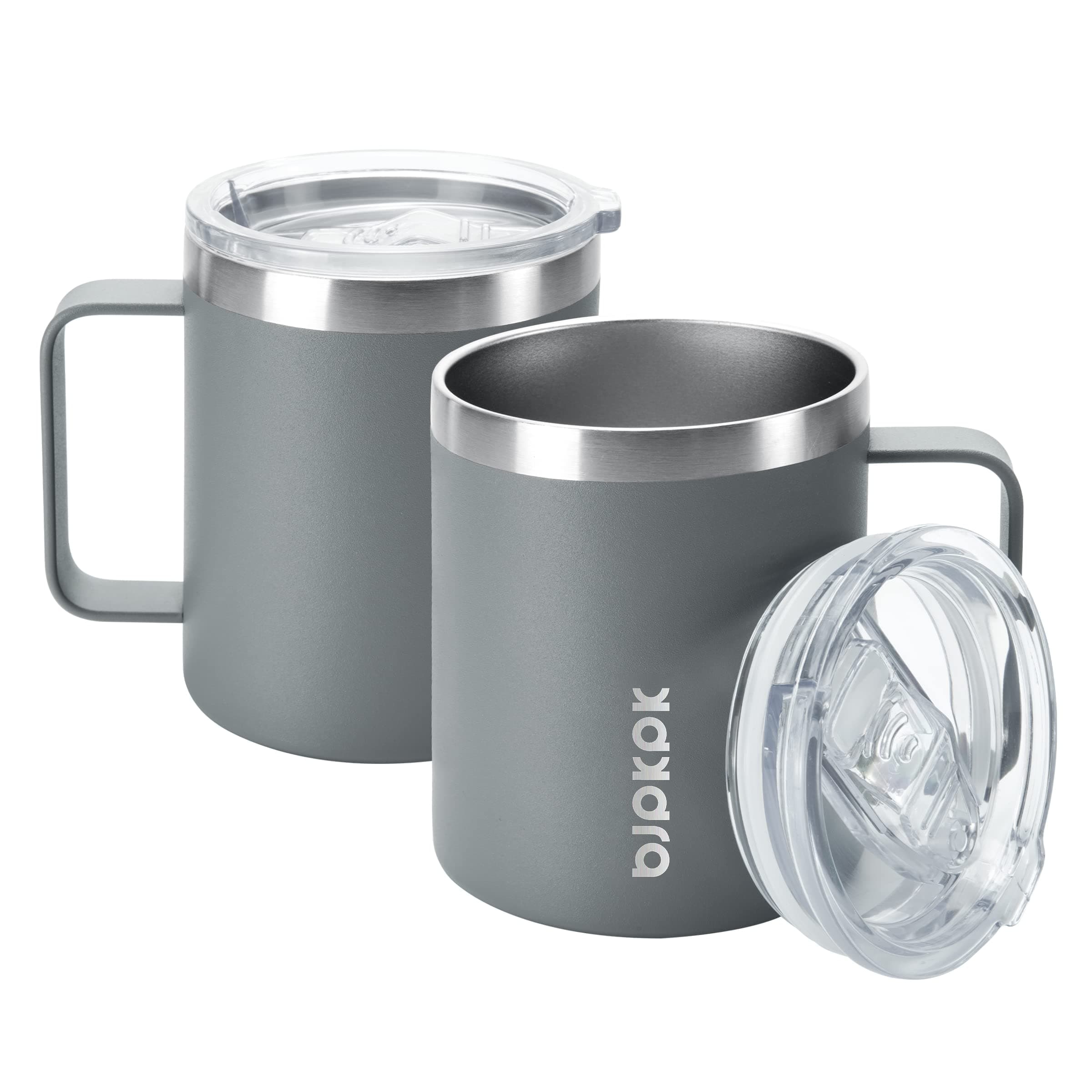BJPKPK 2PCS Insulated Coffee Mug with Lid, 14oz Stainless Steel Tumbler