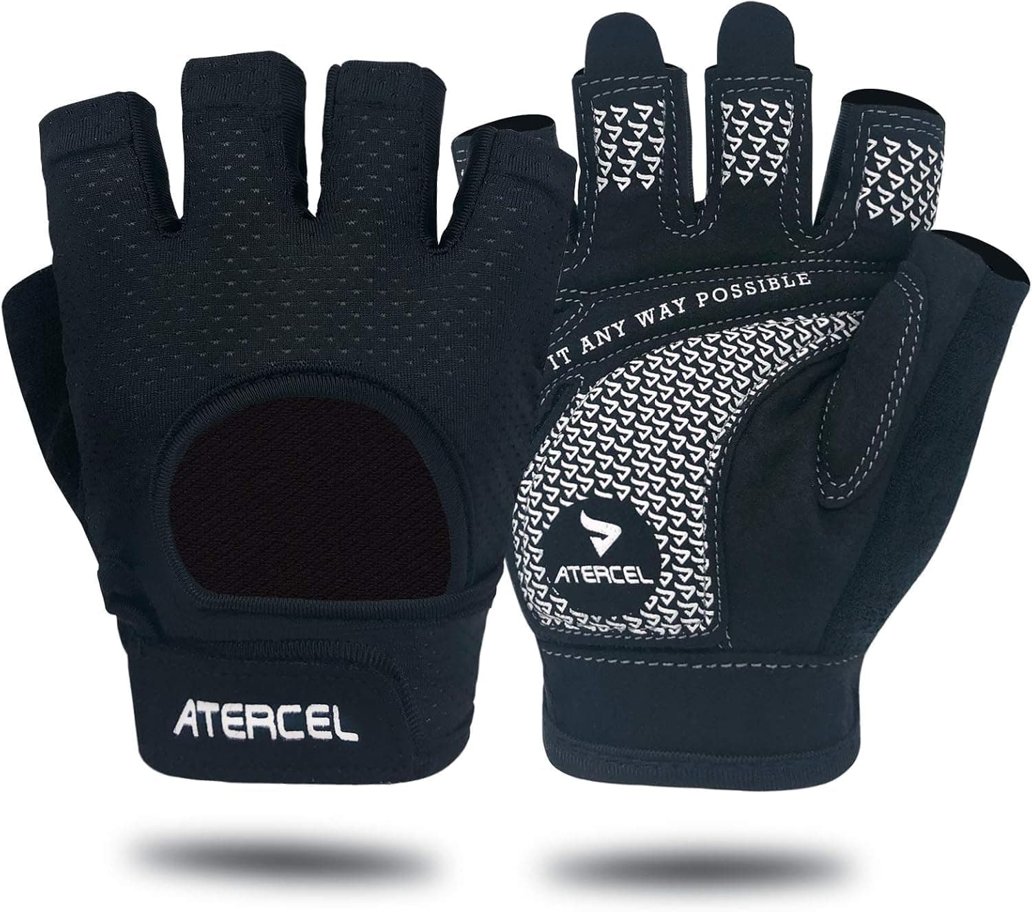 ATERCEL Weight Lifting Gloves Full Palm Protection, Workout Gloves for Gym, Cycling, Exercise, Breathable, Super Lightweight for Men and Women(Black, S)