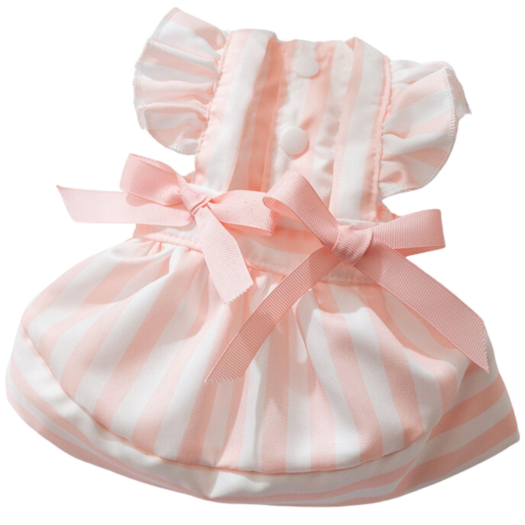 Summer Striped Dog Dress with Bow Decoration Soft Breathable Pet Skirt Clothes for Small Medium