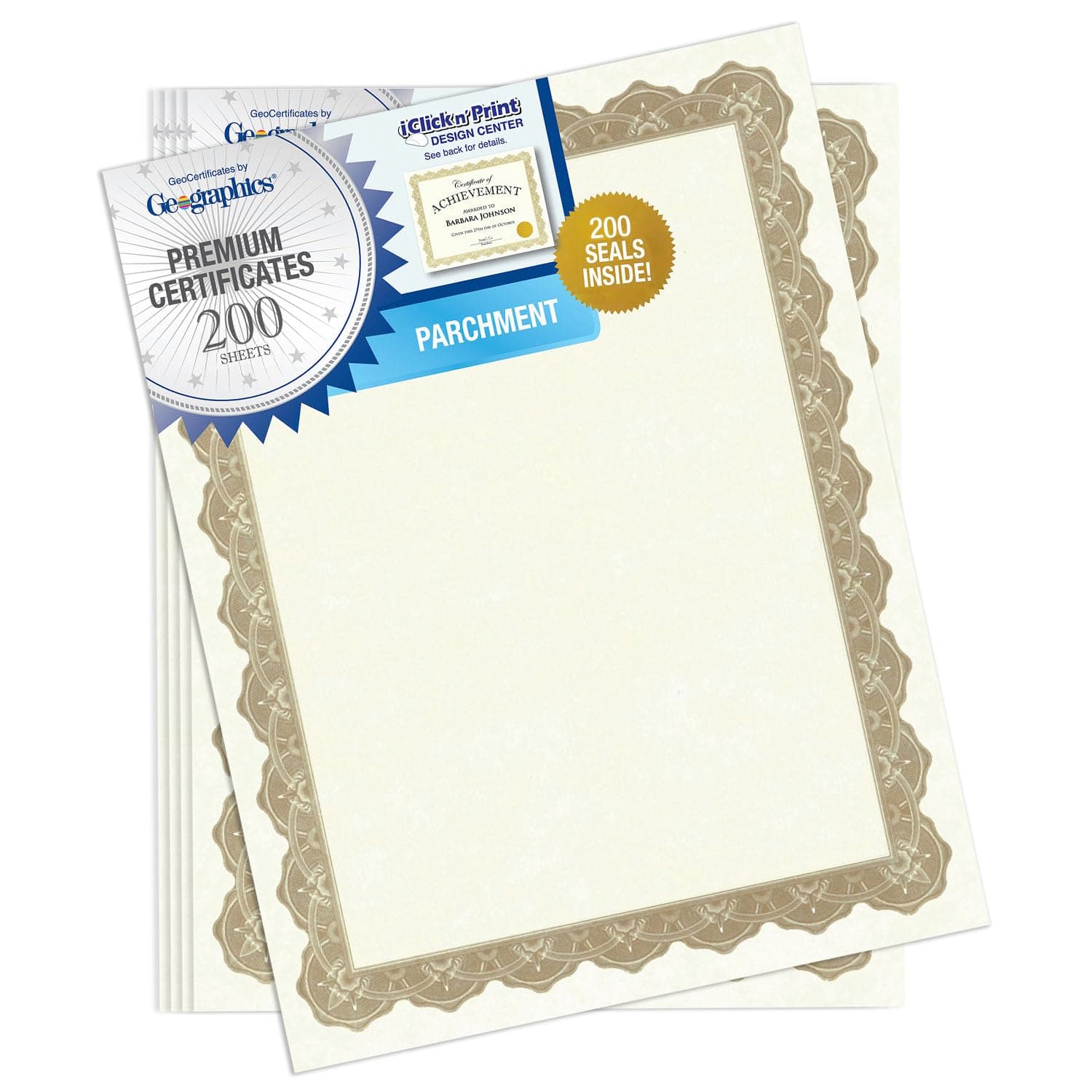 Parchment Paper Certificates, 8-1/2 x 11, Optima Gold Border, 25/Pack, Total 8 PK, Sold as 1 Carton