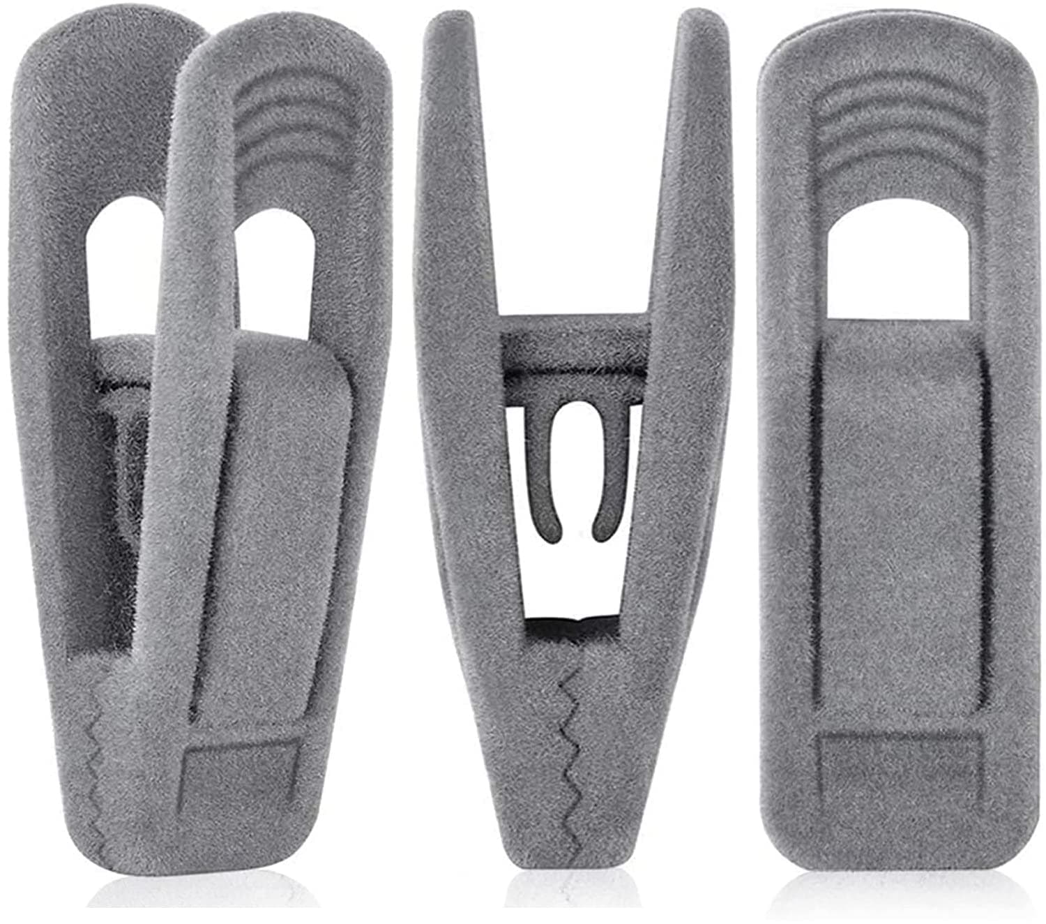 TOFIIGREM Grey Hanger Clips for Velvet Hangers - 40 PCS Gray Nonslip Velvet Hanger Clips, Skirt Hanger Flocking Clips Fit for Slim Velvet Hangers
