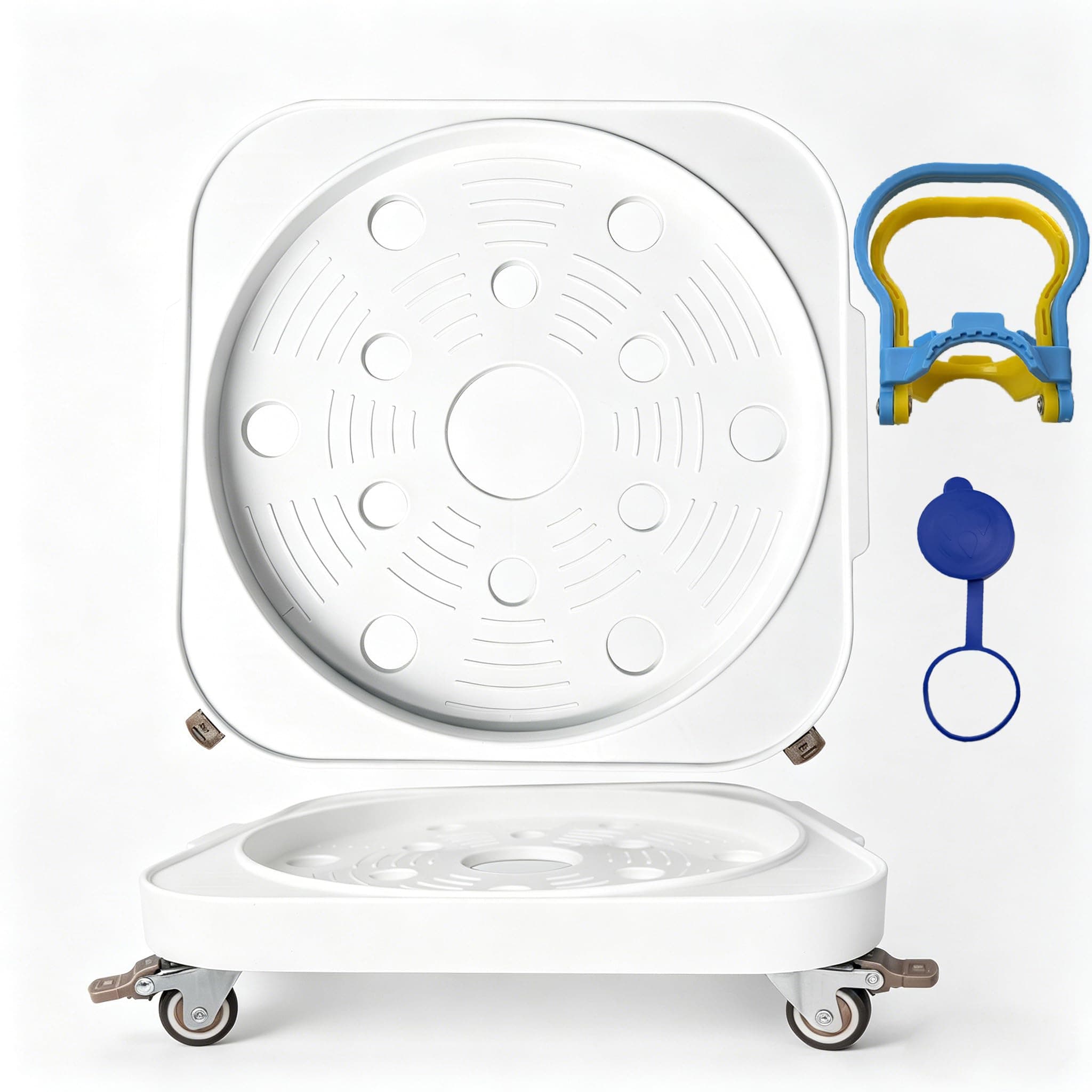 11" 5-Gallon Water Bottle Jug Caddy with 4 Rolling Swivel Casters - Heavy-Duty 5-Gallon Bucket Dolly & Plant Stand,White